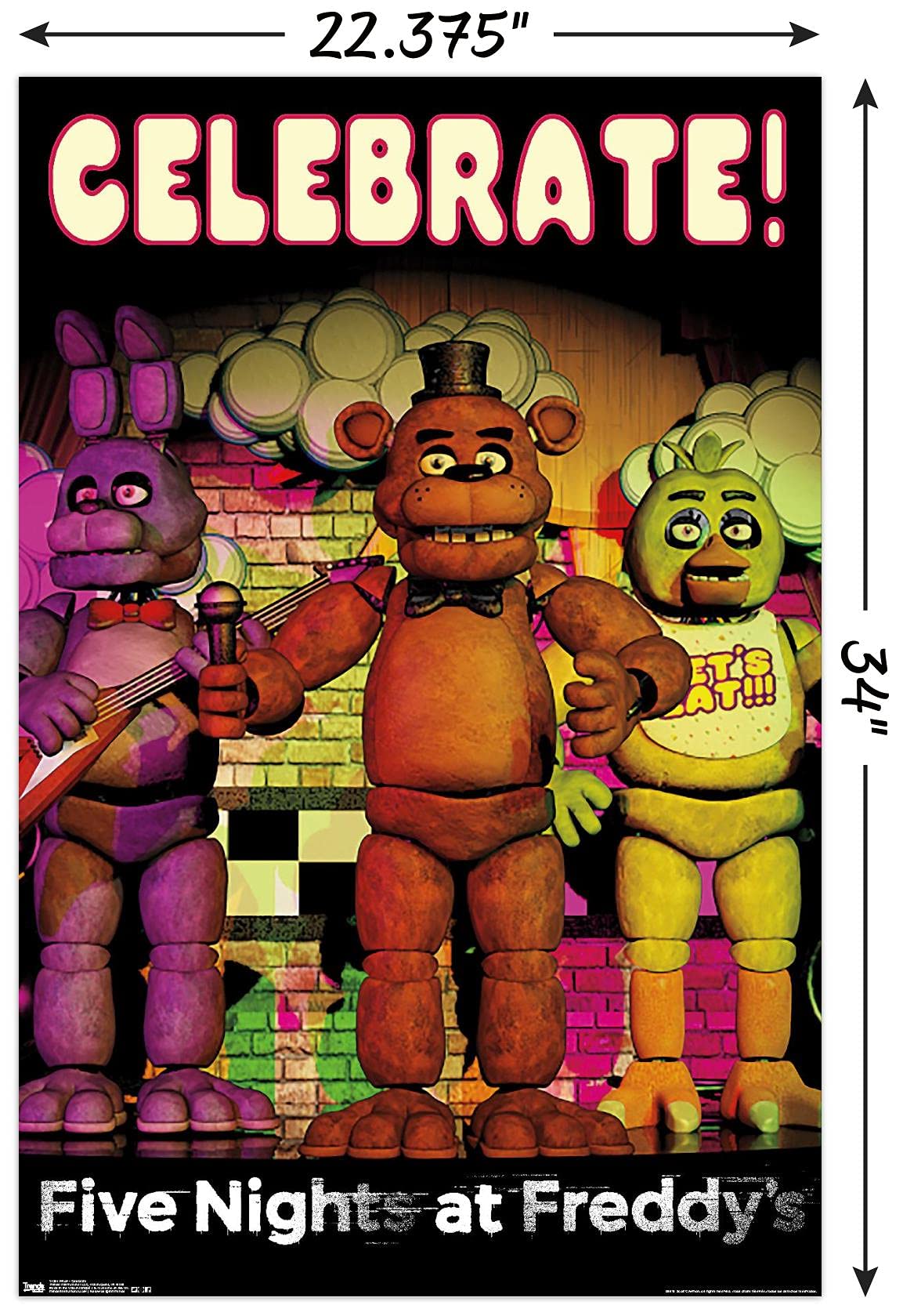 Trends International Five Nights At Freddy'S - Celebrate Wall Poster, 22.37'' X 34.00'', Poster & Clip Bundle