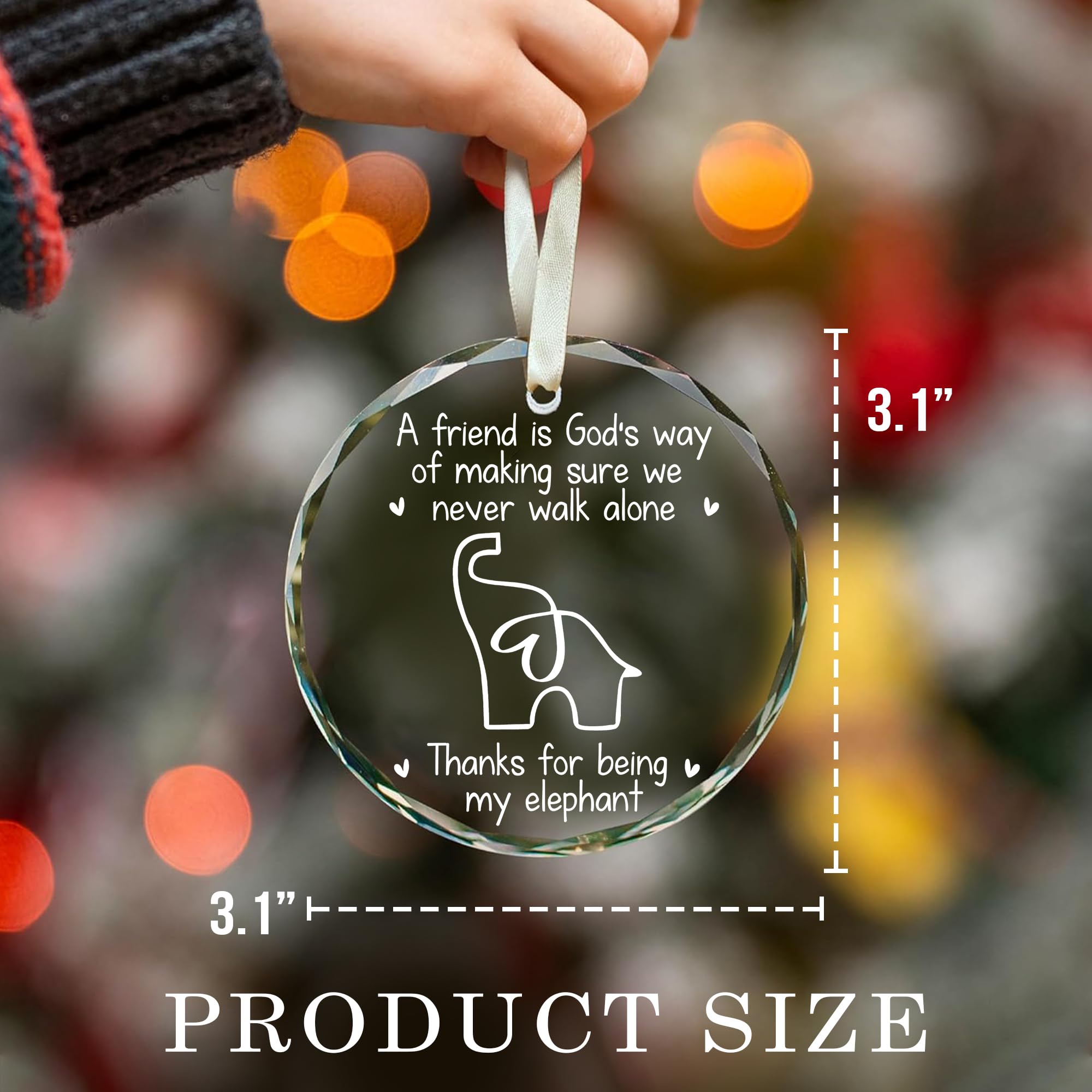 MALFIRST Friendship Elephant Ornament - A Friend is God's Way Ornament, Elephant Friendship Gifts, Friend Elephants Decor Gift,