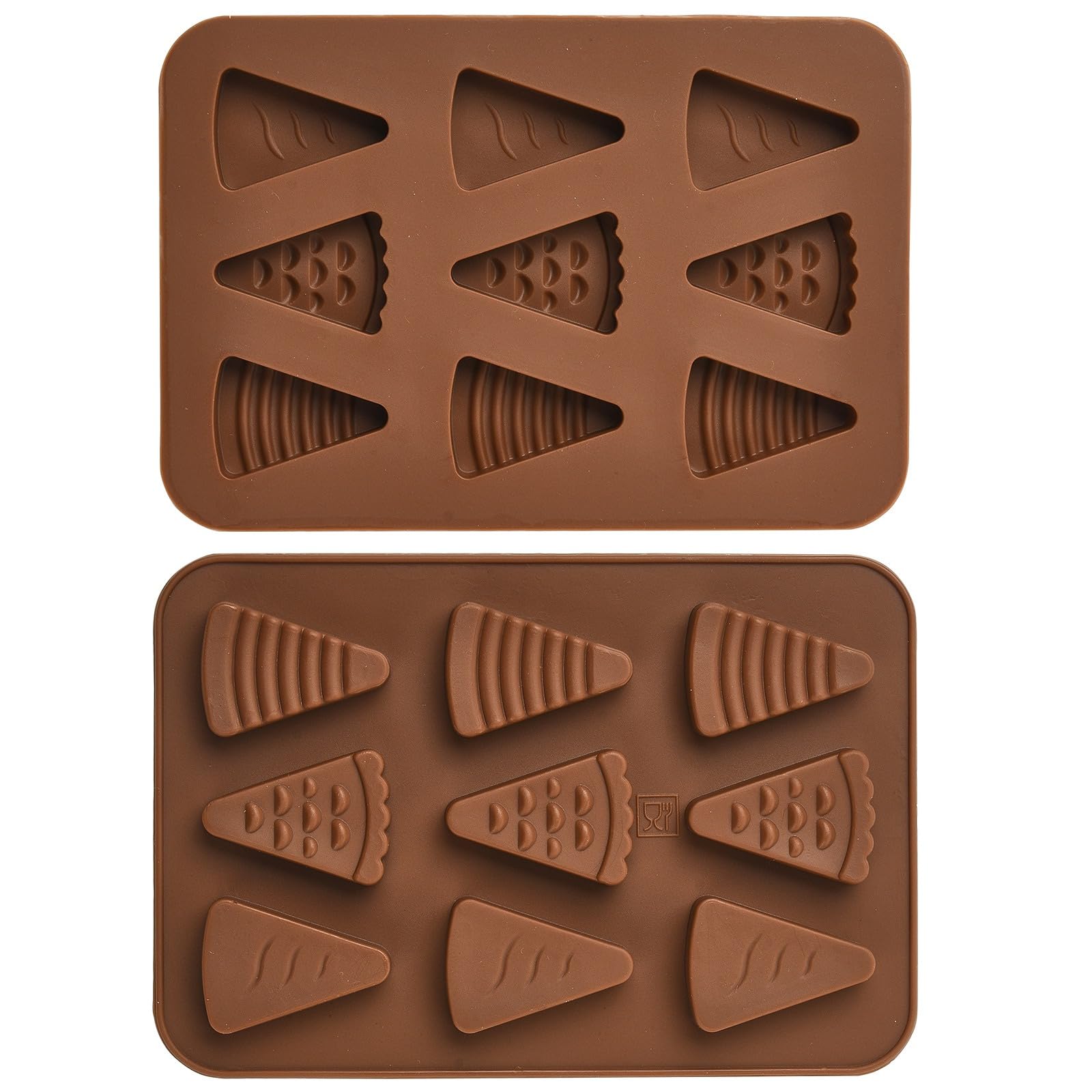 UR URLIFEHALL 2 pcs Pizza Silicone Molds Fast Food Baking Molds Brown Triangle Molds for DIY to Make Chocolate Candy Jelly Ice C