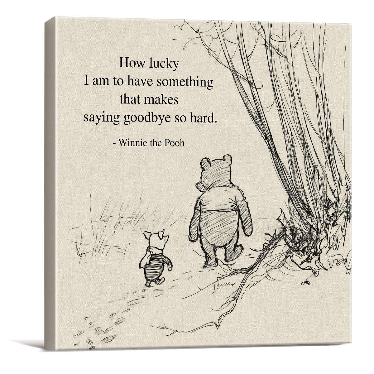 Classic Winnie The Pooh Wall Art Decor Retro How Lucky Am I Quotes Sayings Canvas Painting Pictures Framed Print Sign Artwork Re