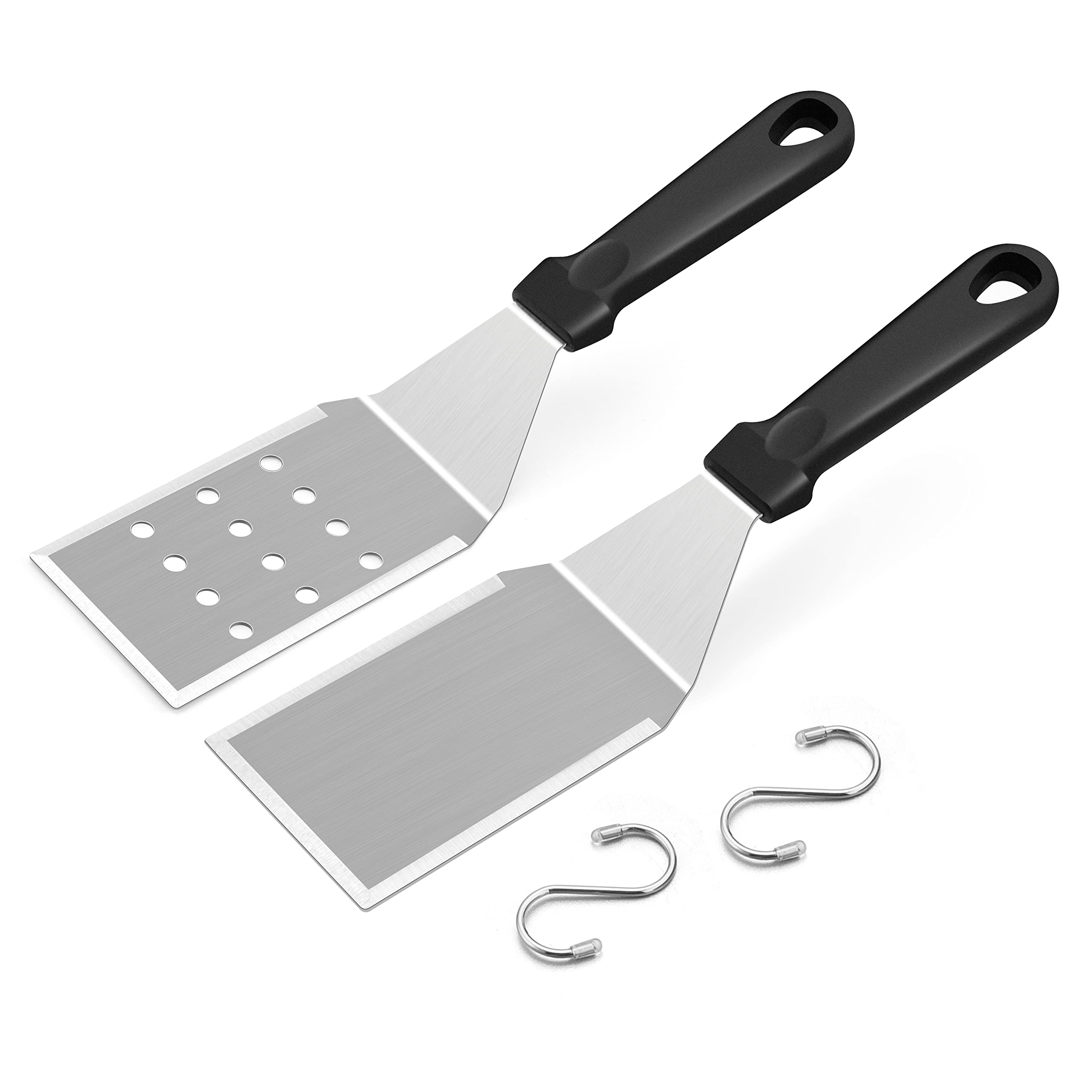 Metal Spatula Set Of 2, Hasteel 11.8 X 2.8In Stainless Steel Perforated Spatula & Solid Turner Flipper, Flat Top Griddle Teppany