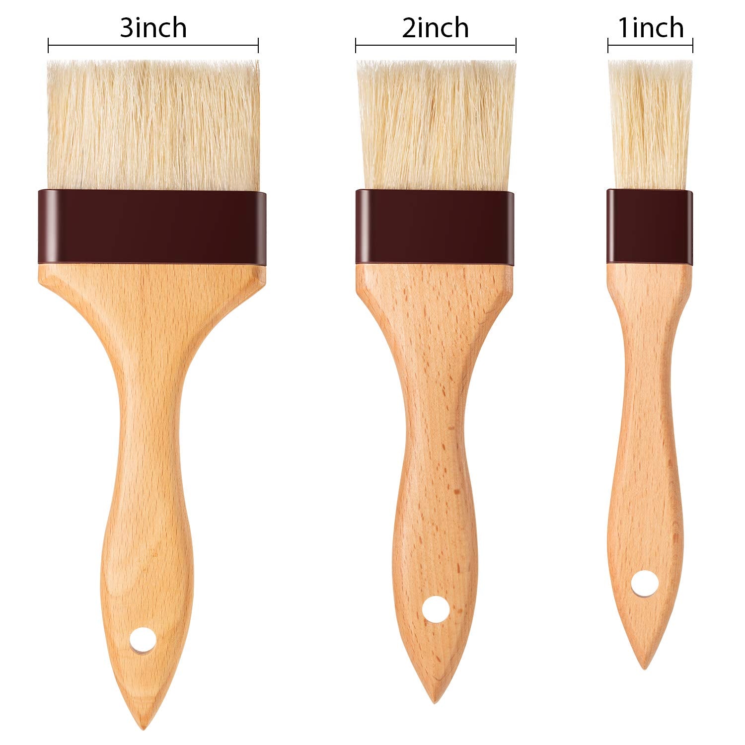 Boao 4 Pieces Pastry Brushes Baking Basting Brush With Natural Bristle Bbq Oil Brush Wooden Handle Food Brush For Cooking Butter
