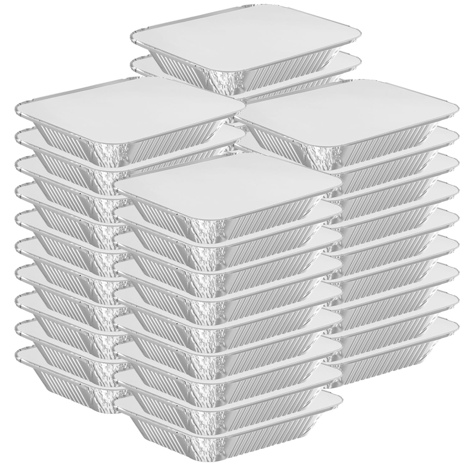 WANBAO 100 PACK 8.3x6.2 Disposable Tin Foil Pans with Lids 2.25LB Aluminum Pans To Go Containers for Cooking, Baking, Catering P