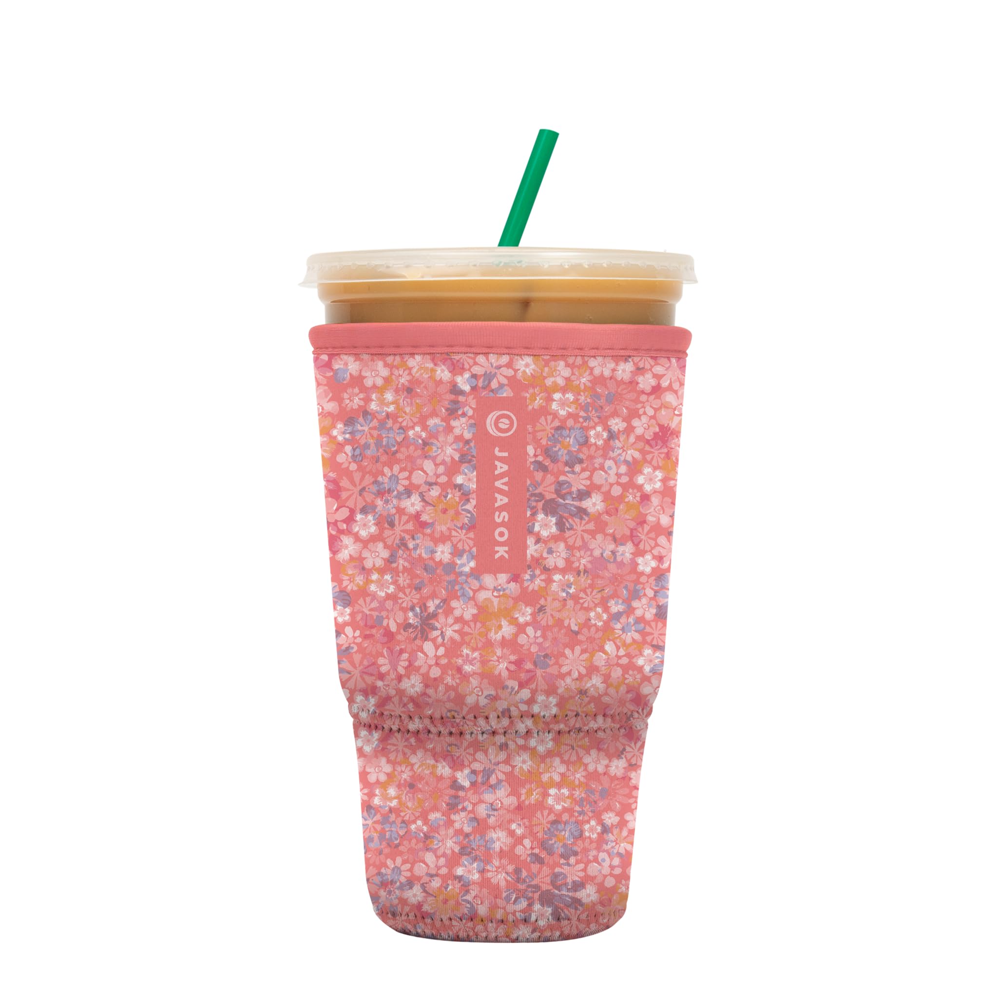 Sok It JavaSok Iced Coffee & Cold Soda Insulated Neoprene Cup Sleeve (Blushing Blooms, XLarge: 38-42oz)