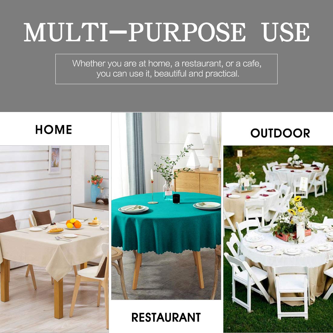 BALCONY & FALCON Rectangle Faux Linen Table Cloth Waterproof Washable Wipeable Table Cover for Kitchen Dinning Tabletop Buffet D