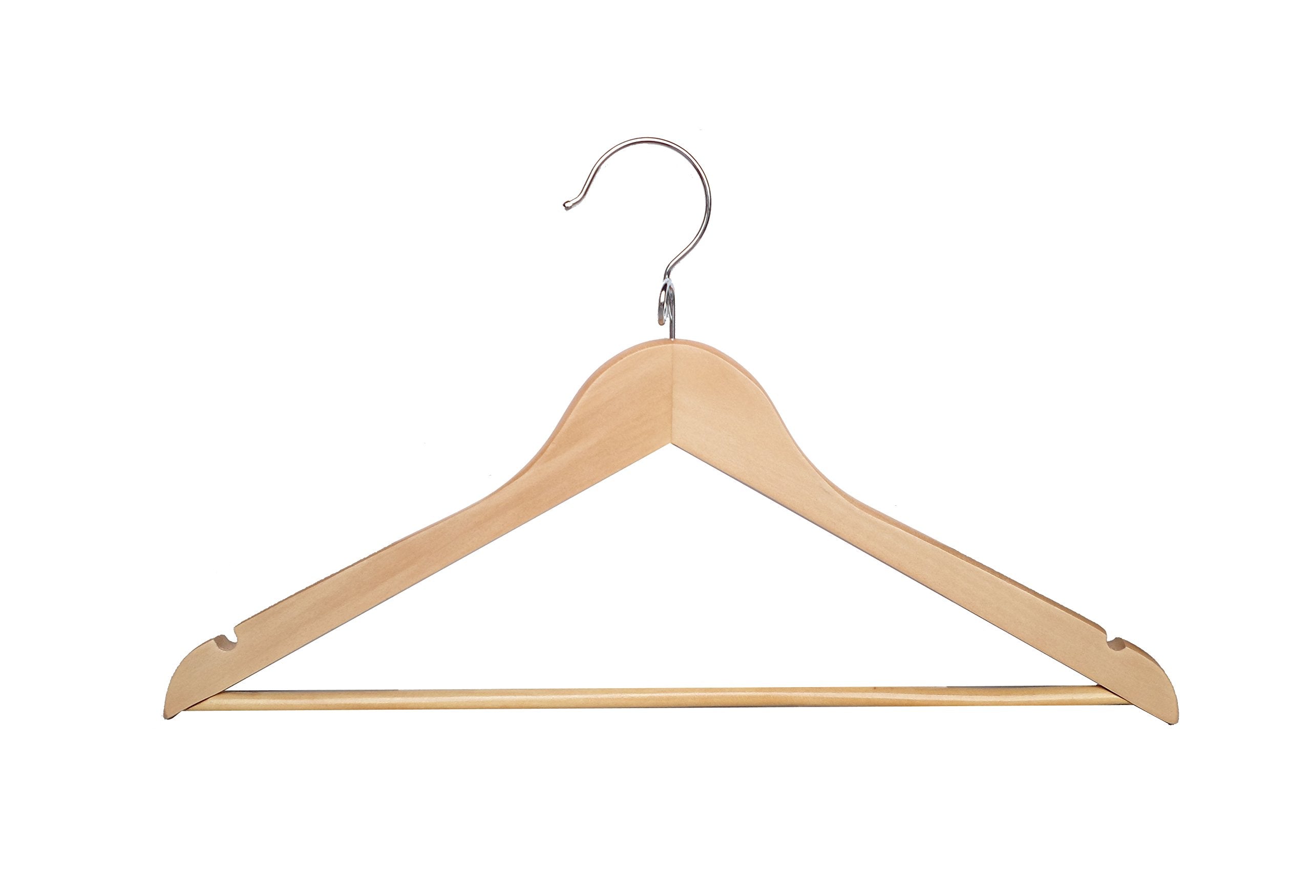Proman Products Ksa9030 Kascade Wooden Hangers 50 Pack, Unique Ring Design, Space Saving Pants Clothes Hanger With Pants Bar And