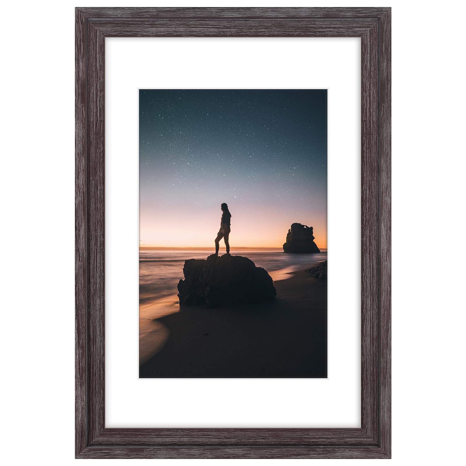 Golden State Art 16x24 Picture Frame - Tempered Glass - Display Pictures 12x18 with Mat or 16x24 Without Mat, Wood Poster Frame 