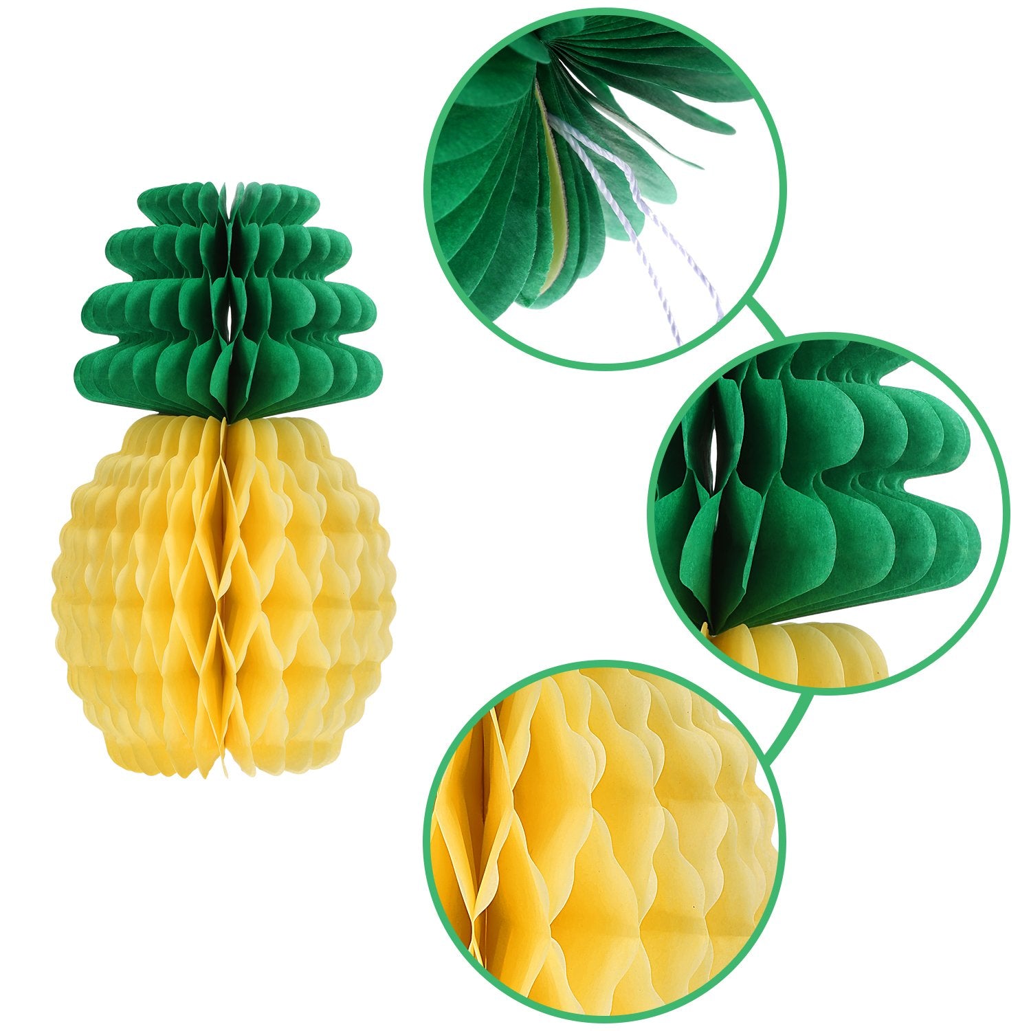 Willbond 12 Pack Pineapple Honeycomb Centerpieces Tissue Paper Pineapple 8 Inch Party Supplies Table Hanging Decoration Hawaiian