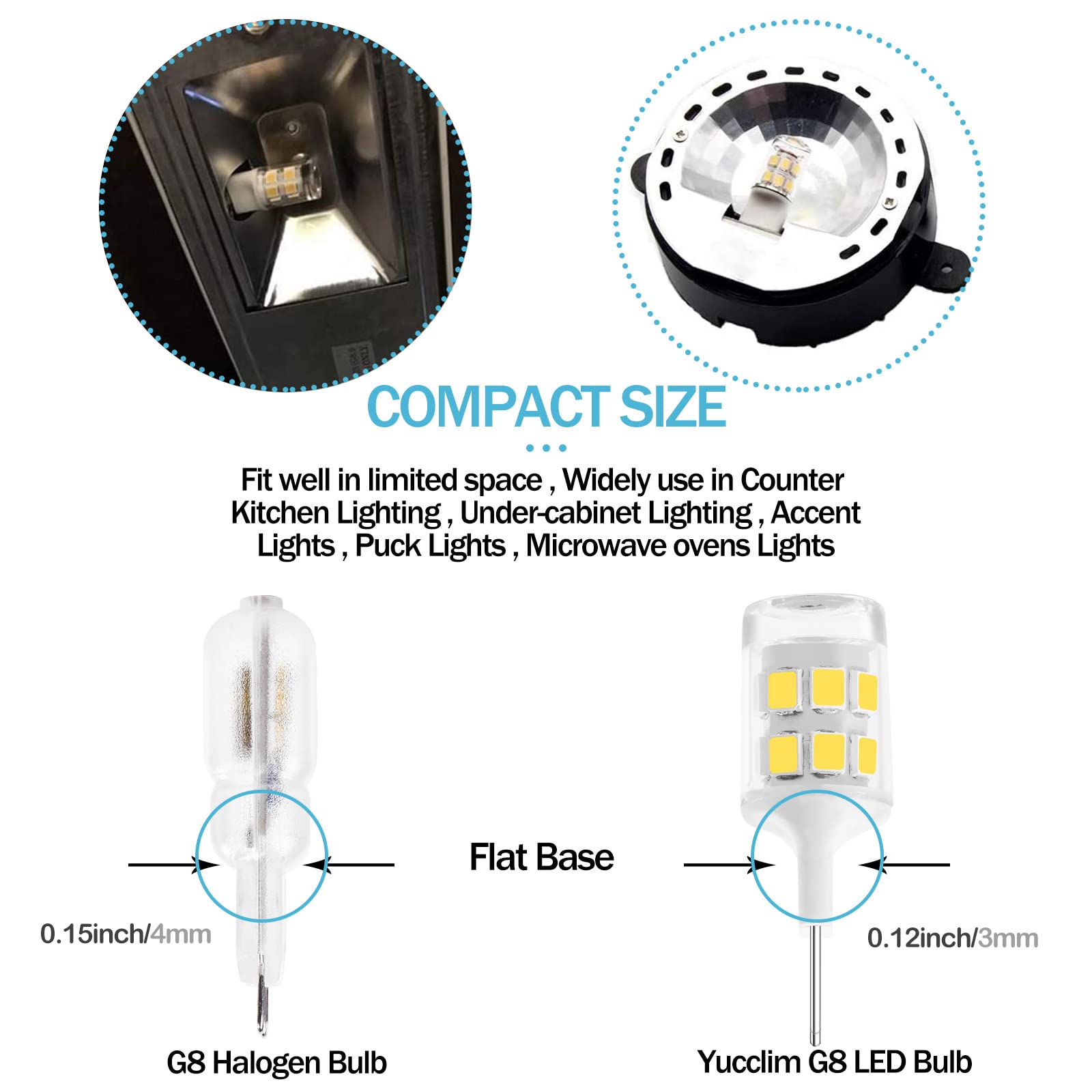 Yucclim Led Bulb T4 Bi-Pin Base 120V 20W Equivalent, Microwave Halogen Lamp Wb25X10019 Wb08X10057 Wb25X10026 For Jvm7195Sfs Micr