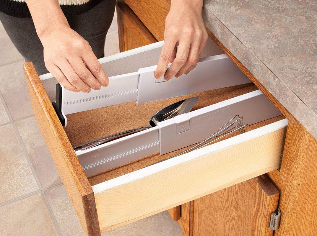 Aider 2 Pcs Adjustable Expandable Drawer Dividers For Kitchen Office Wardrobe Cloth Inner Ware Storage Organizer, Drawer Separat