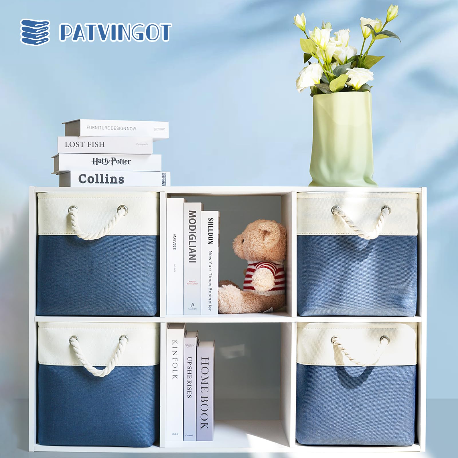 Patvingot 13X13X13 Storage Cube Bins,Set Of 4, Large Foldable Fabric Storage Cubes With Handles For Organizing Home, Closet, Clo