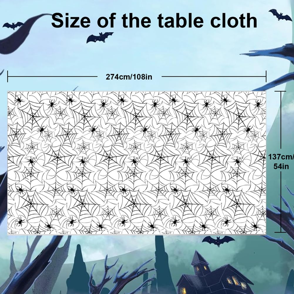 Amocytec 2Pack Halloween Plastic Tablecloths Disposable Christmas Plastic Table Covers BBQ Picnic Halloween Party Oil-Proof Wate