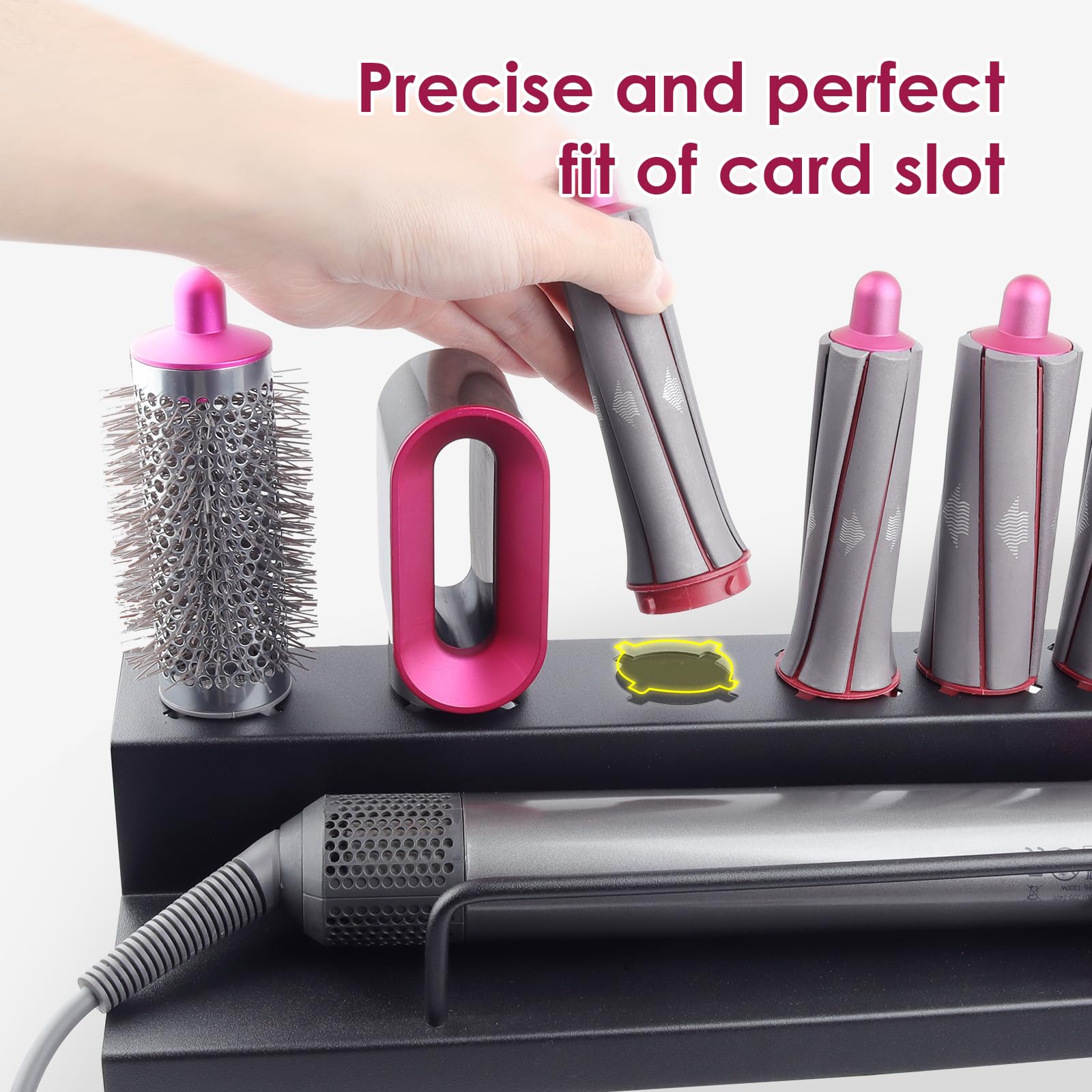 DALUOBO Storage Holder for Dyson Airwrap Curling Iron Accessories Wall Mounted Rack Bracket Stand with Adhesive for Home Bathroom Organizer Black
