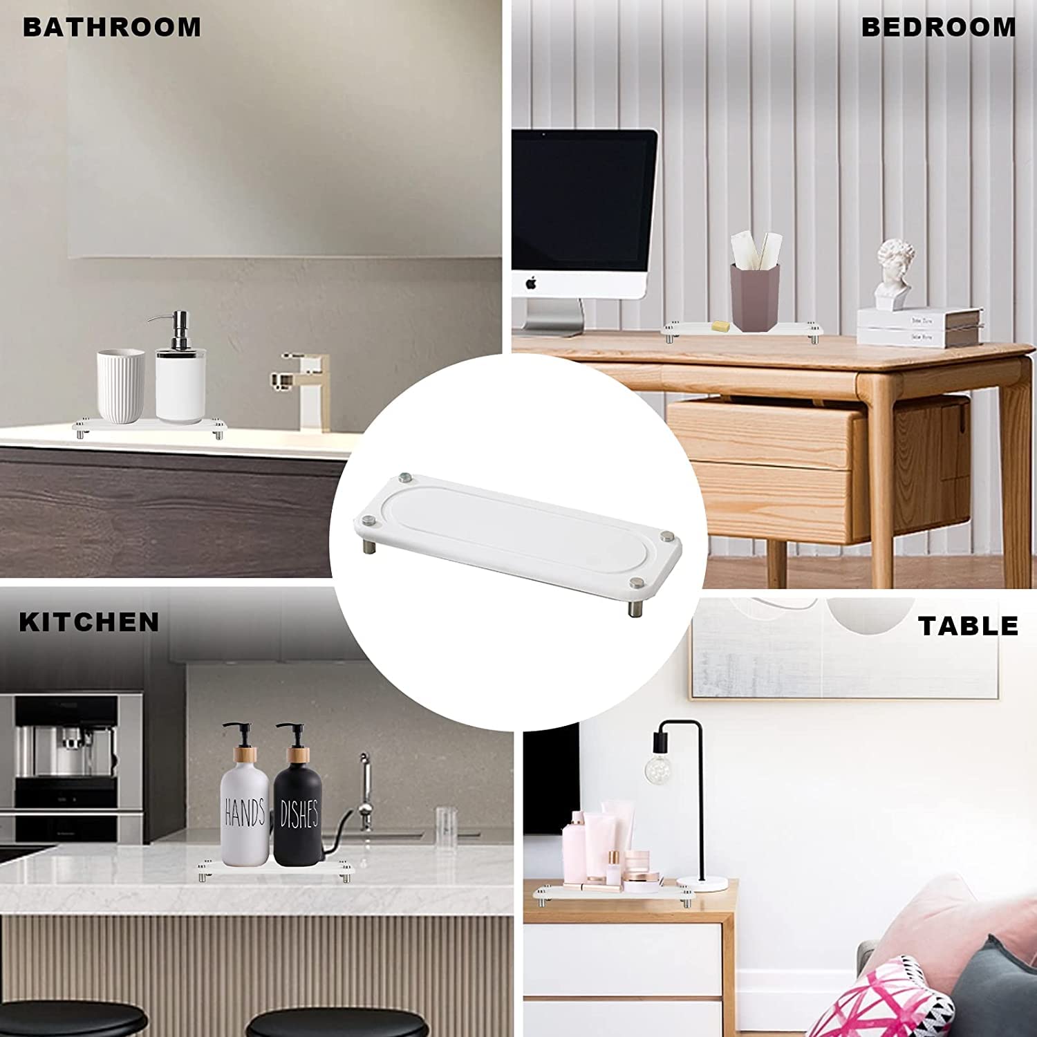 Instant Dry Sink Tray For Kitchens & Bathrooms - Quick Drying Water-Absorbing Stone Organizer - Soap Dish - Prevents Moisture Bu