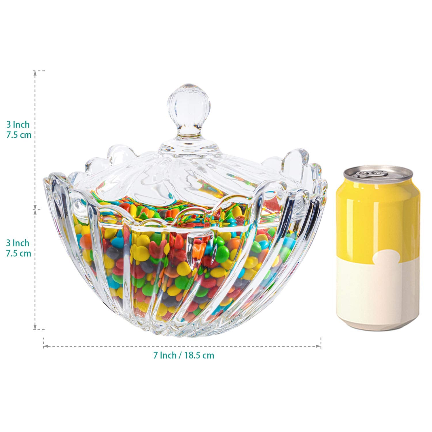 Comsaf Christmas Large Glass Candy Dish With Lid, Clear Covered Christmas Candy Bowl, Crystal Christmas Candy Jar For Home Kitch