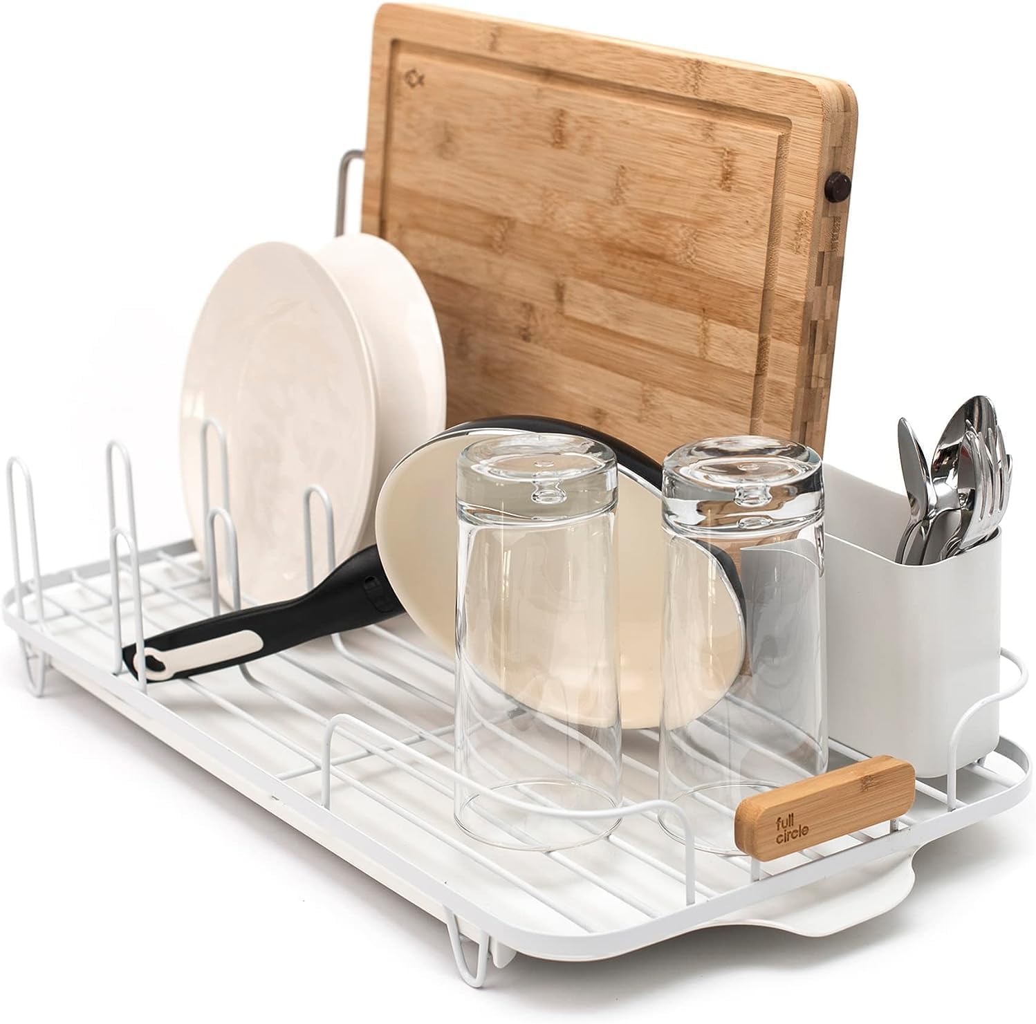 Full Circle Dish Jockey Dish Drying Rack - Space Saving Drying Rack For Kitchen Counter - Stainless Steel And Recycled Plastic D