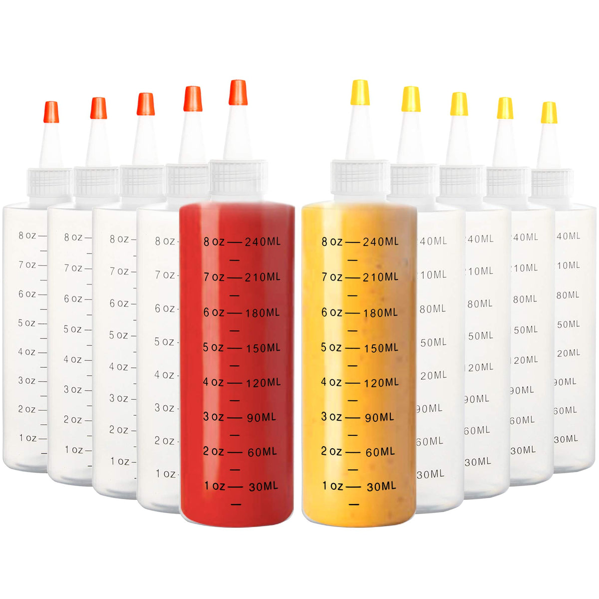 Youngever 10 Pack 8 Ounce Plastic Squeeze Bottles, Plastic Sauce Bottles