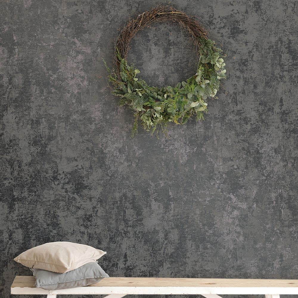 Tempaper Distressed Gold Leaf Peel And Stick Wallpaper 56 Sq. Ft. - Gunmetal