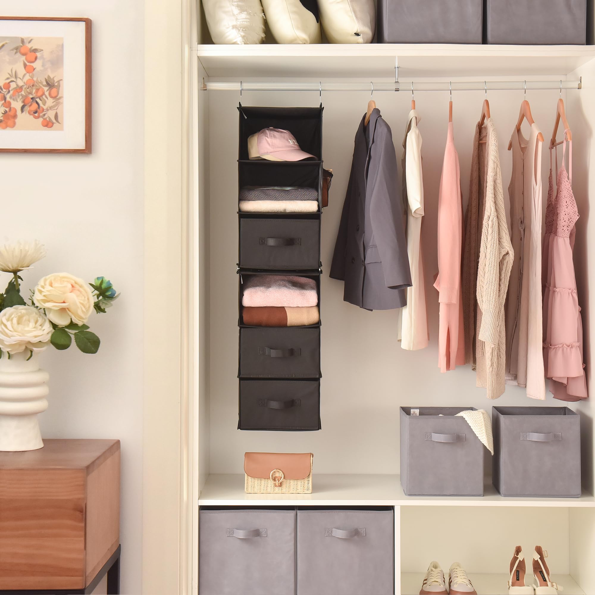 Granny Says 6-Shelf Hanging Closet Organizer, Closet Organizers And Storage, Separable To 2 Pack 3-Shelf Hanging Shelves, Closet