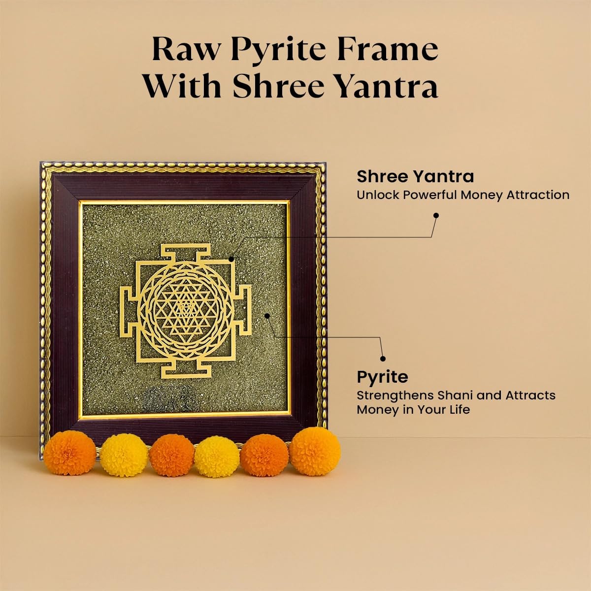 Astrotalk Shree Yantra on Raw Pyrite Frame | Pyrite Attracts Money, Shree Yantra Draws Abundance | Removes Financial Blocks & Boosts Prosperity | Vastu Items for Home & Office | 19x19x1 cm | 1 Piece