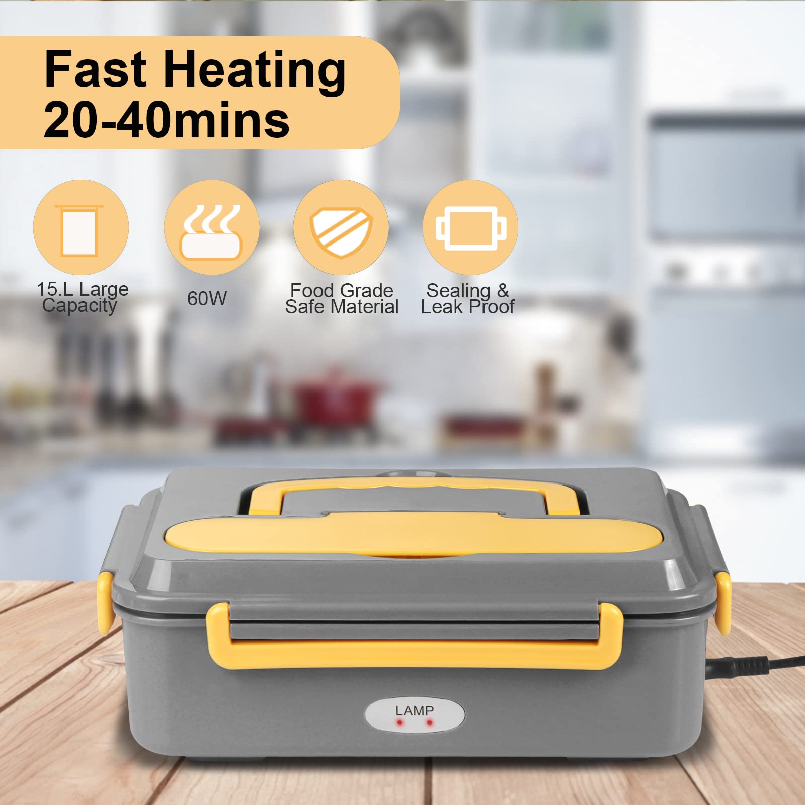Electric Lunch Box Food Heater, 3 In 1 Food Warmer 12V 24V 110V Portable Heated Lunch Boxes For Car/Truck/Home Self Heating Box
