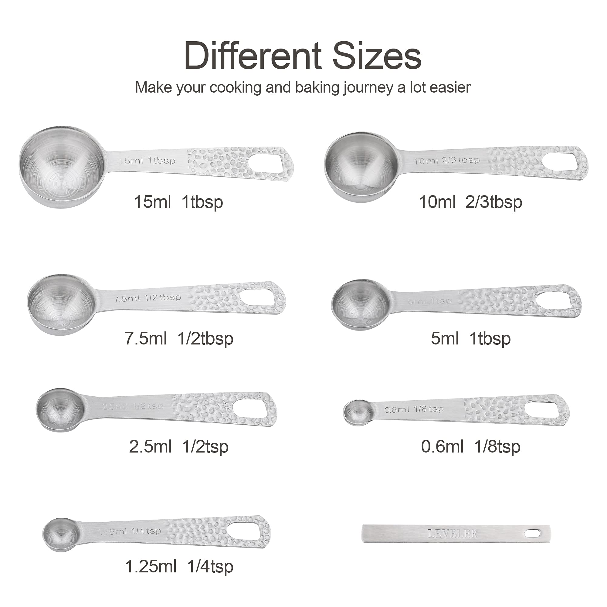 Viwehots Measuring Cups And Spoons Set Of 14, 18/8 Stainless Steel Measuring Cups And Spoons Set, 6 Metric Measuring Cups And 7