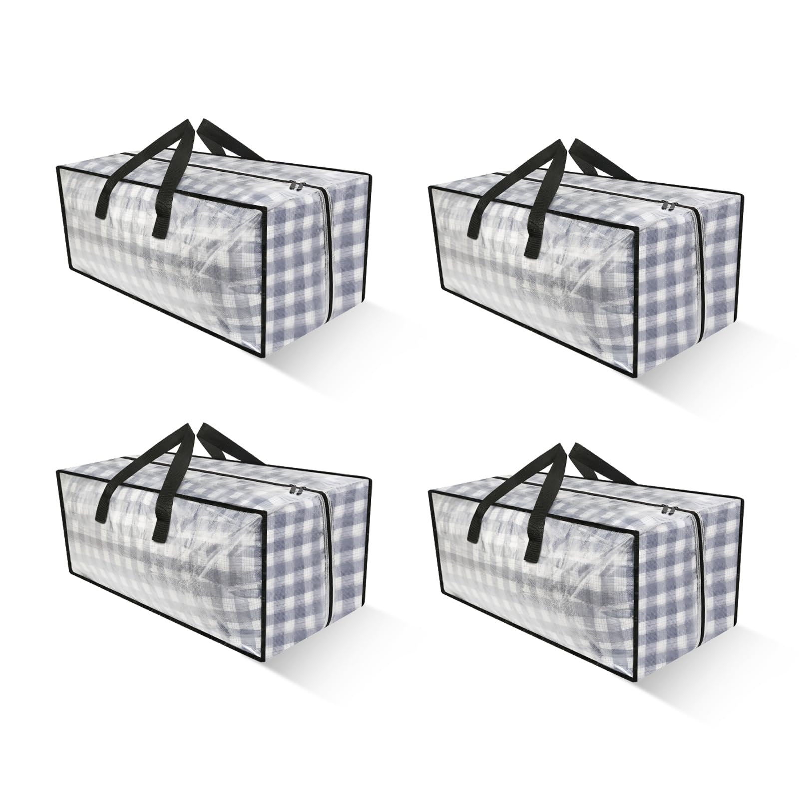Clear Storage Bags With Zipper, 4 Pack Large Moving Bags Heavy Duty Extra Large, Plastic Storage Totes For Clothes, College Dorm
