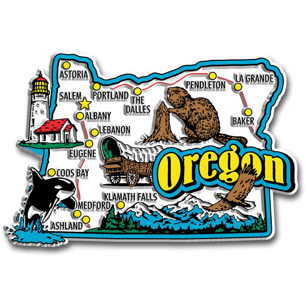 Oregon Jumbo State Magnet By Classic Magnets, 4'' X 2.6'', Collectible Souvenirs Made In The Usa
