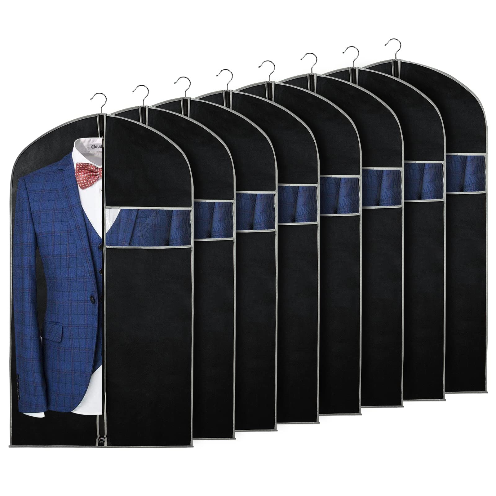 Syeeiex 40'' Garment Bag, Set Of 8 Suit Bag, Garment Bags For Hanging Clothes, Suit Covers Bags For Men Or Women, Dress Bags For