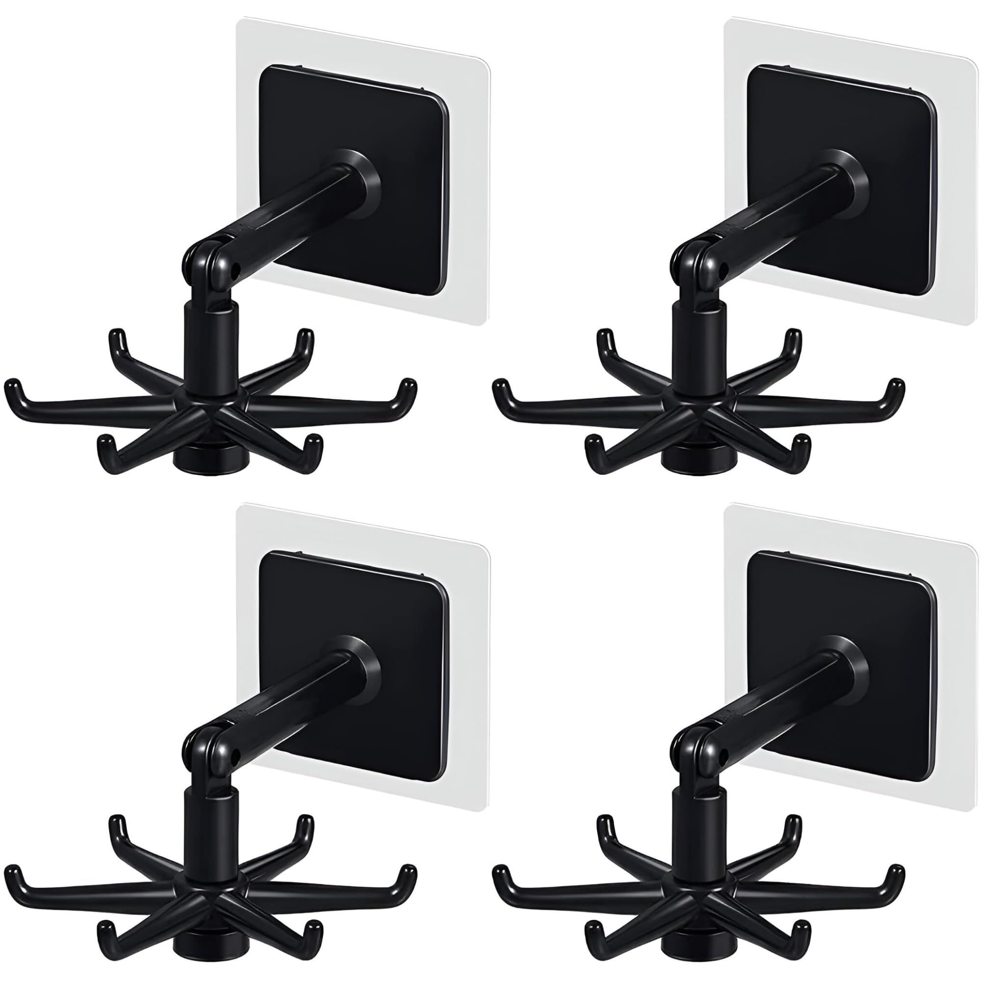 Aadhya Homies 360 Rotating Wall HookPack Of 4  Heavy Duty Adhesive Hook For Bathroom, Kitchen & Closet  NoDrill Waterproof O