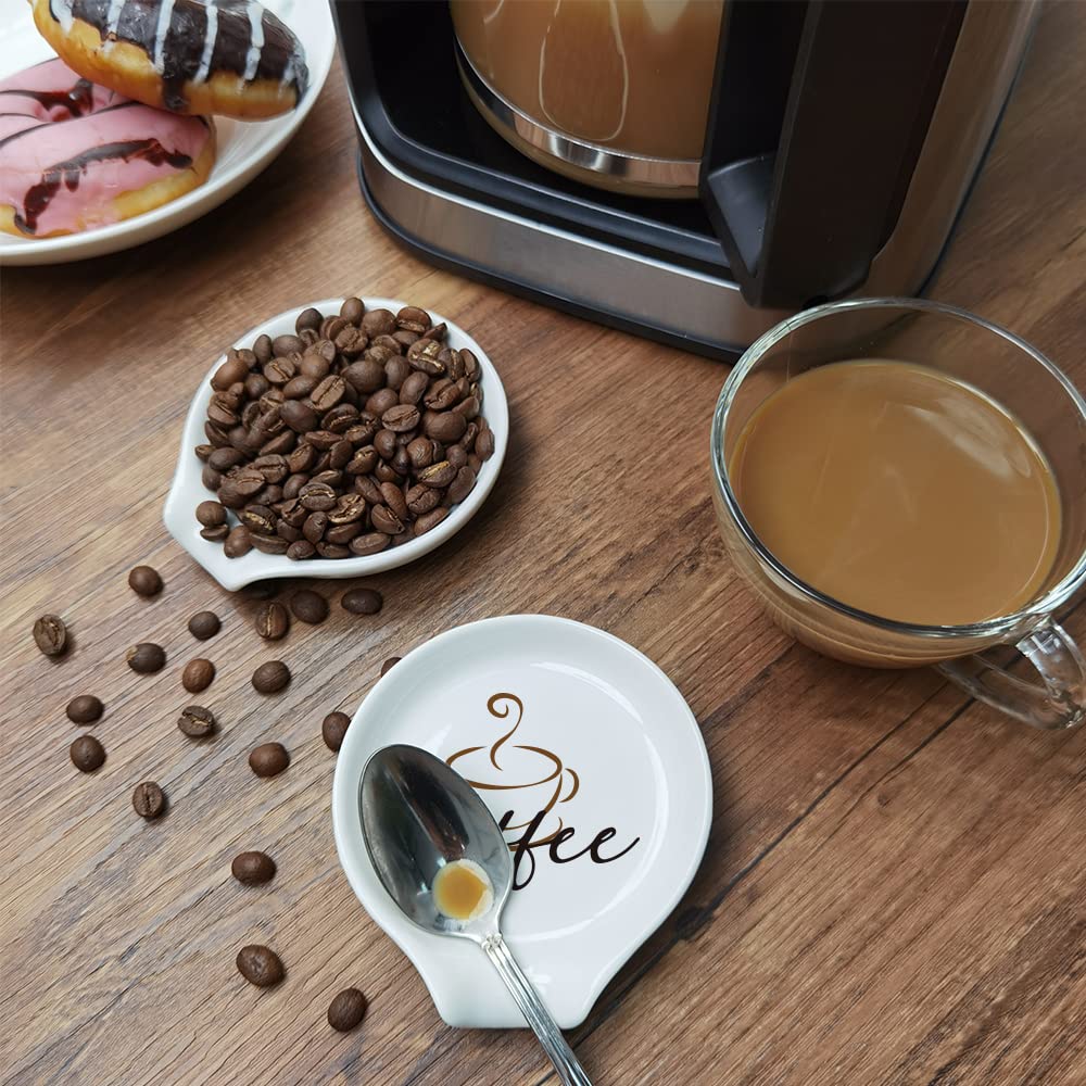 Coffee Spoon Rest, Engraved Cute Counter Spoon Holder Funny Farmhouse Home Bar Coffee Station Table Accessories D