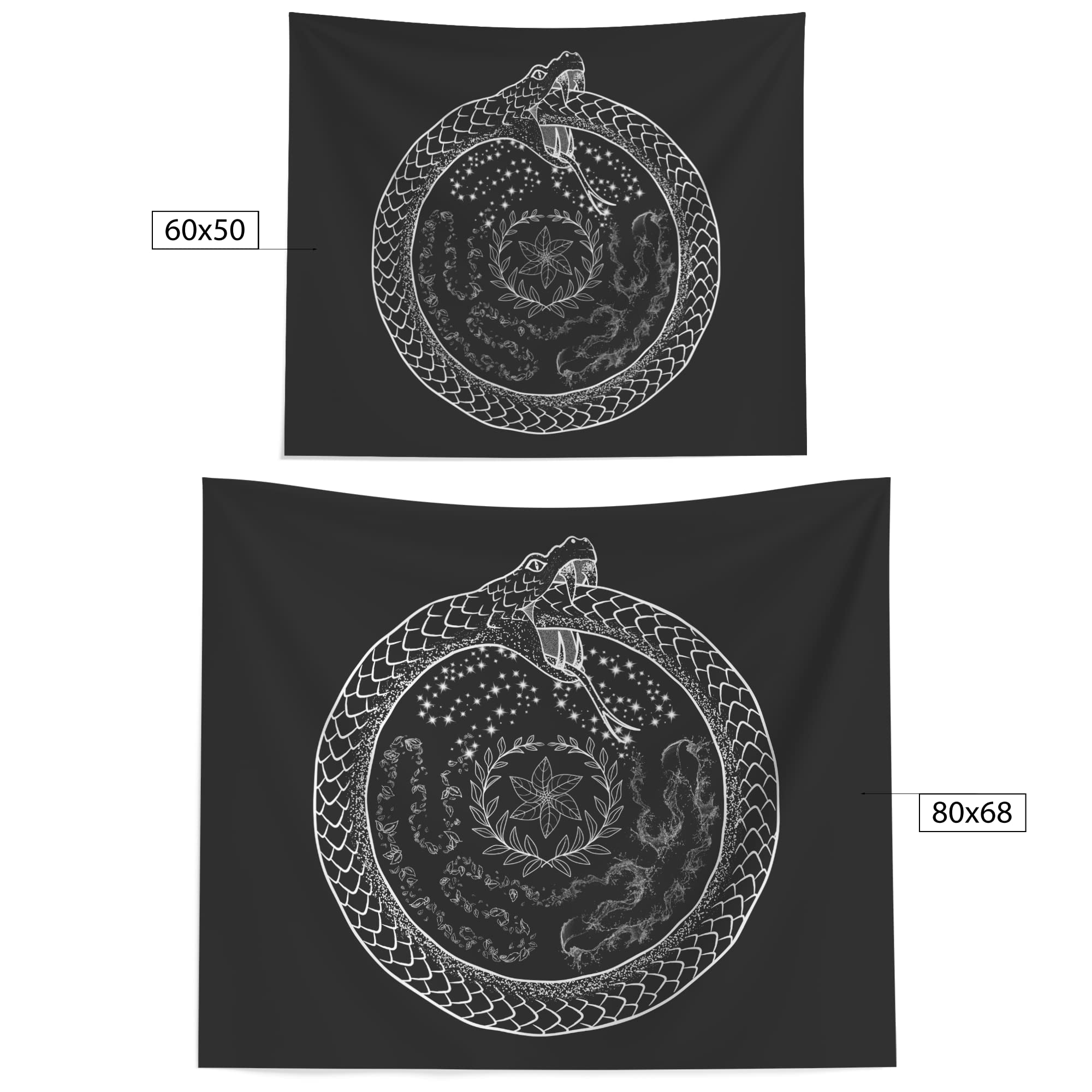 The Ghoulish Garb Hecate 'S Wheel Tapestry Ouroboros Wall Hanging Art Print (59 '' X 51 '')