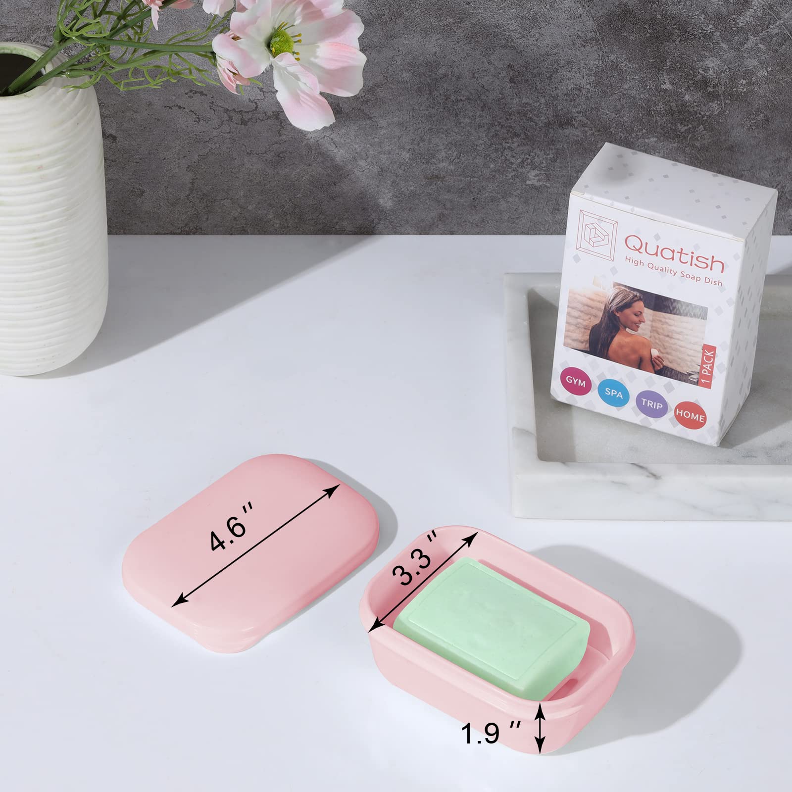 Quatish 2 Pack Travel Soap Container, Portable Soap Holder With Lid, Travel Bar Soap Holder, Soap Case For Camping Gym Travel, S