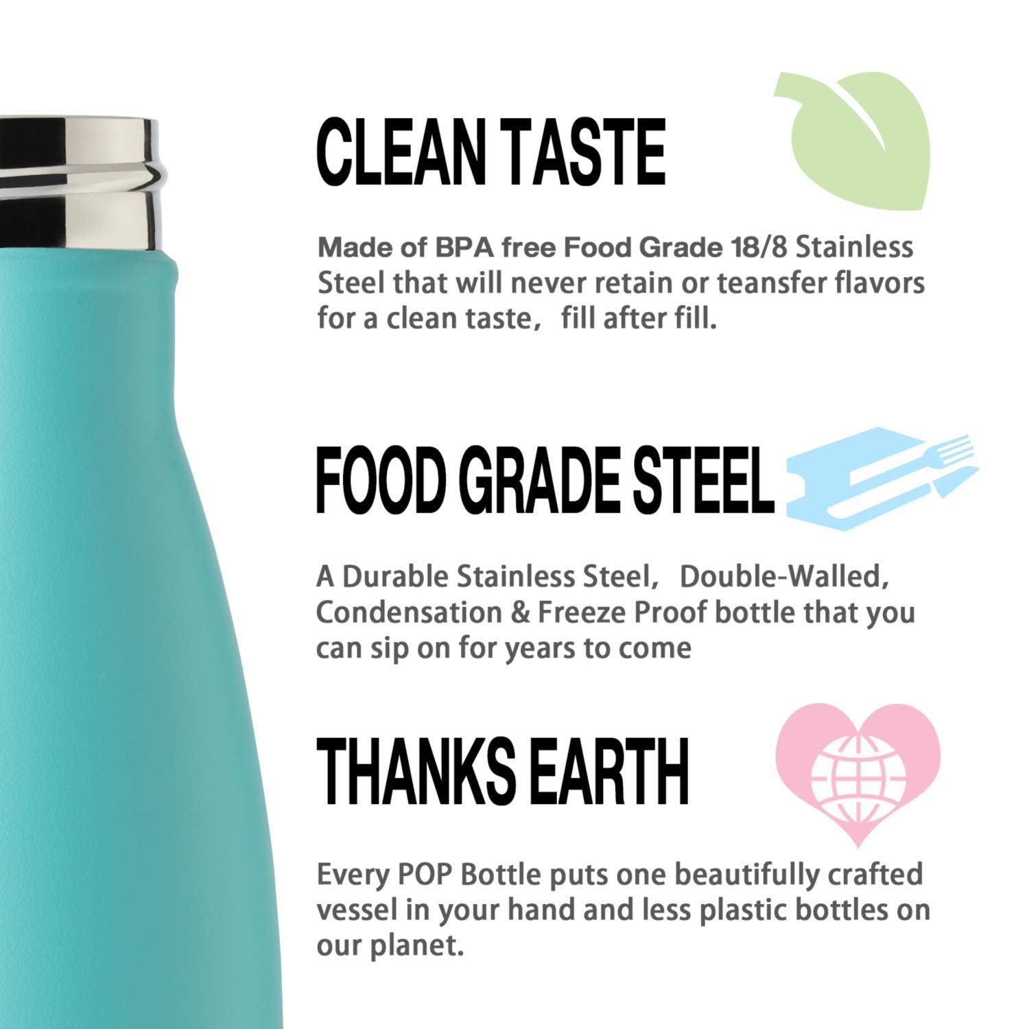 Meway 17Oz Sport Water Bottle Vacuum Insulated Stainless Steel Sport Water Bottle Leak-Proof Double Wall Cola Shape Water Bottle