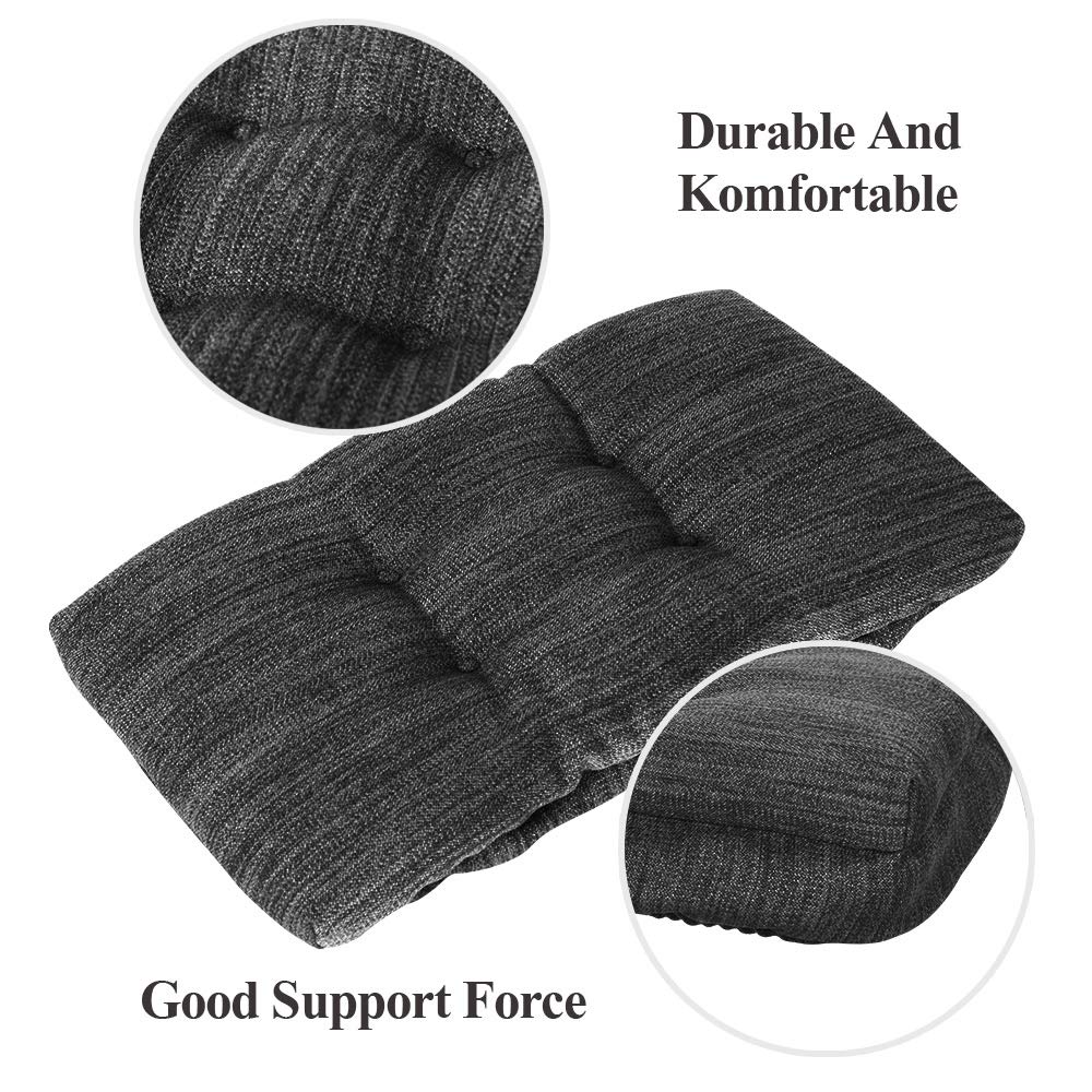 Baibu Stool Cushion Rectangular, Super Soft Bar Stool Cushion Saddle Stool Pad With Ties - 1 Pad Only (Gray-Black, 18X9.5X1.5In)