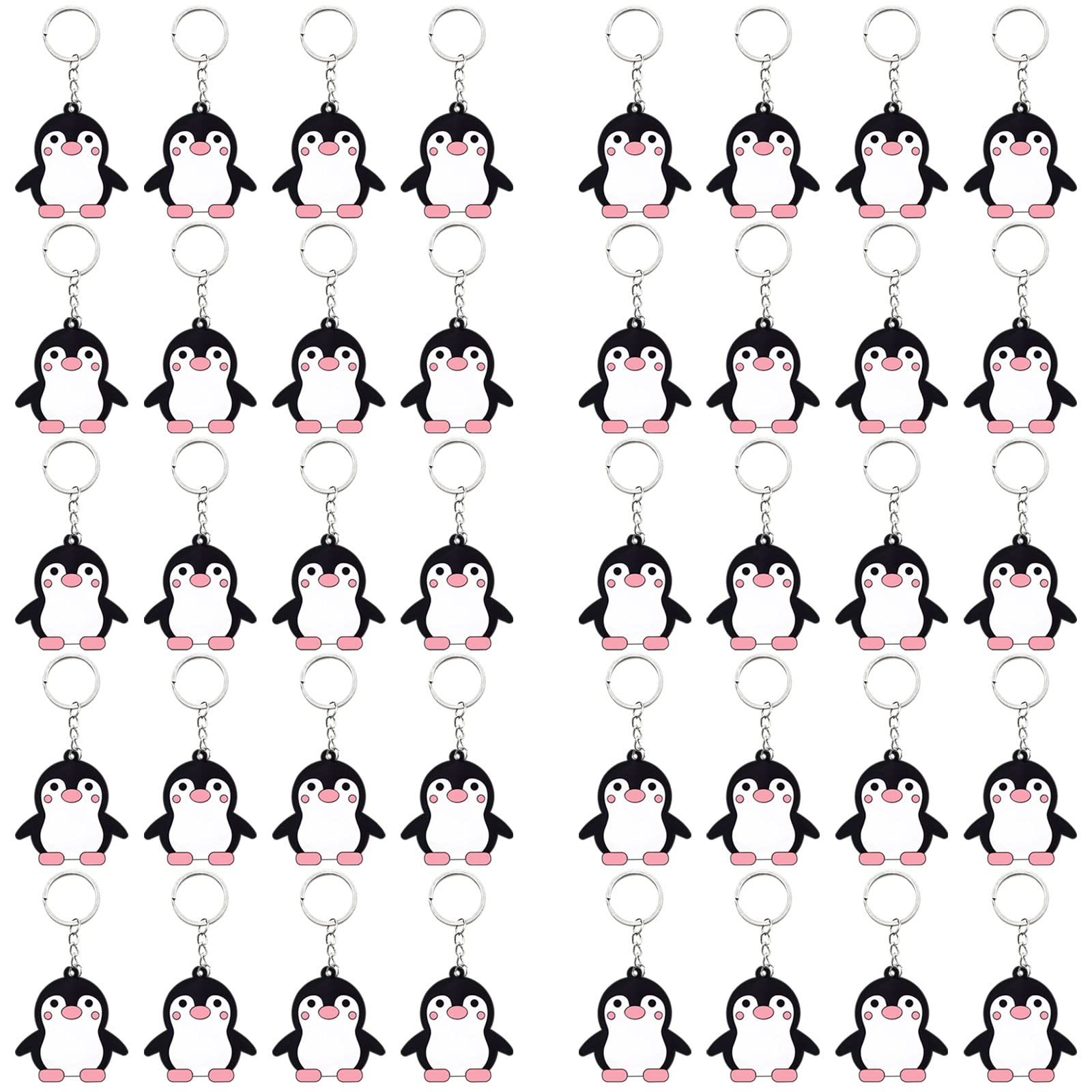 Elecrainbow 40 Pack Penguin Keyring Pack Party Favor For Penguin Lover, Guest Return Gift, Animal Themed Party, Baby Shower, Bir