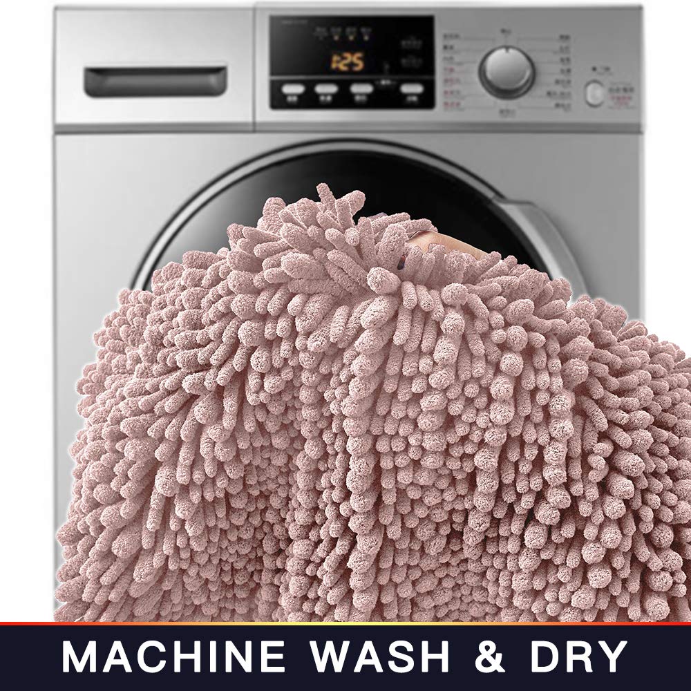 Walensee Bathroom Rug Non Slip Bath Mat (36X24 Inch Dusty Pink) Water Absorbent Super Soft Shaggy Chenille Machine Washable Dry