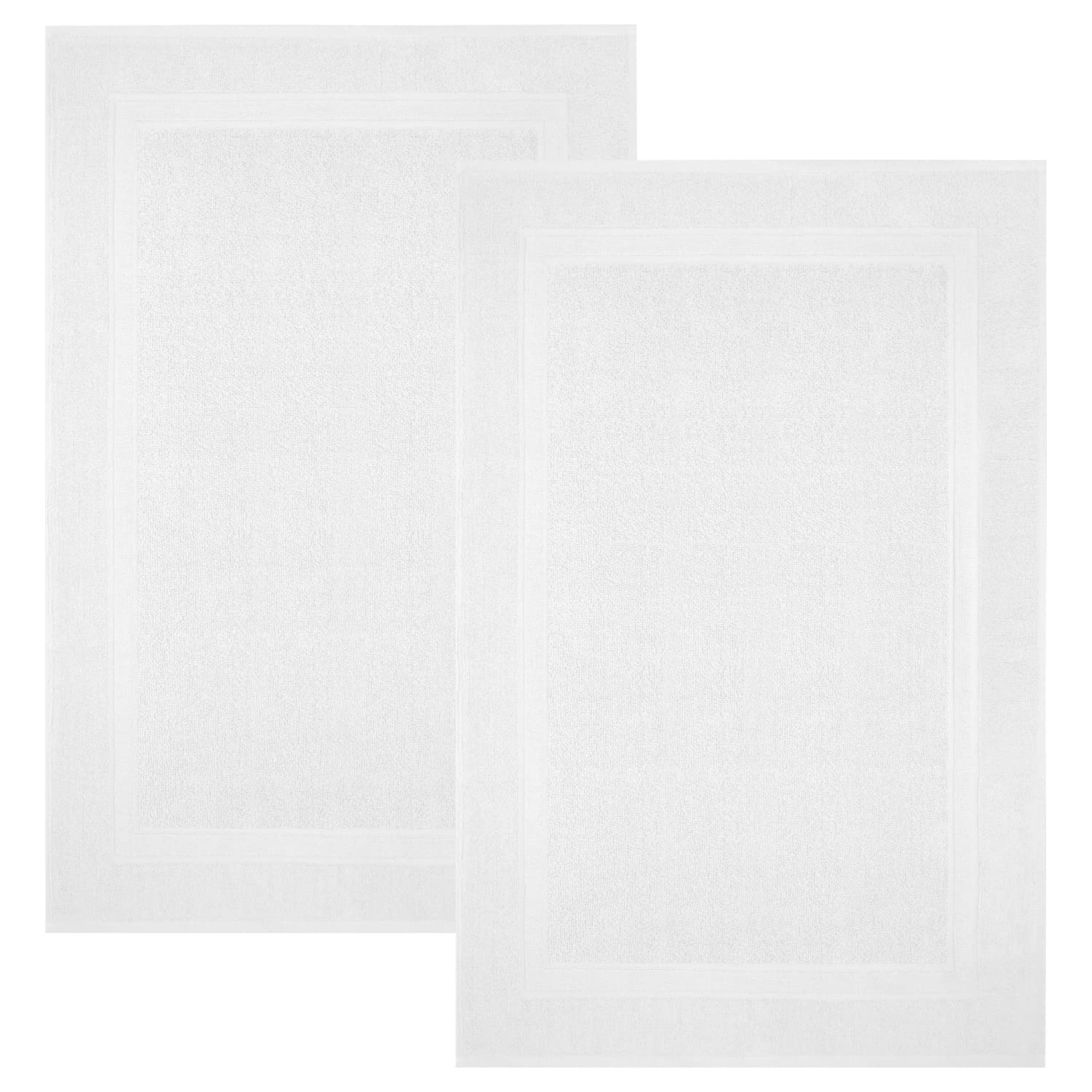 Infinitee Xclusives Premium Cotton Banded White Bath Mats - Pack Of 2, 22X34 Inches [Not A Bathroom Rug] Ultra Soft And Super Ab