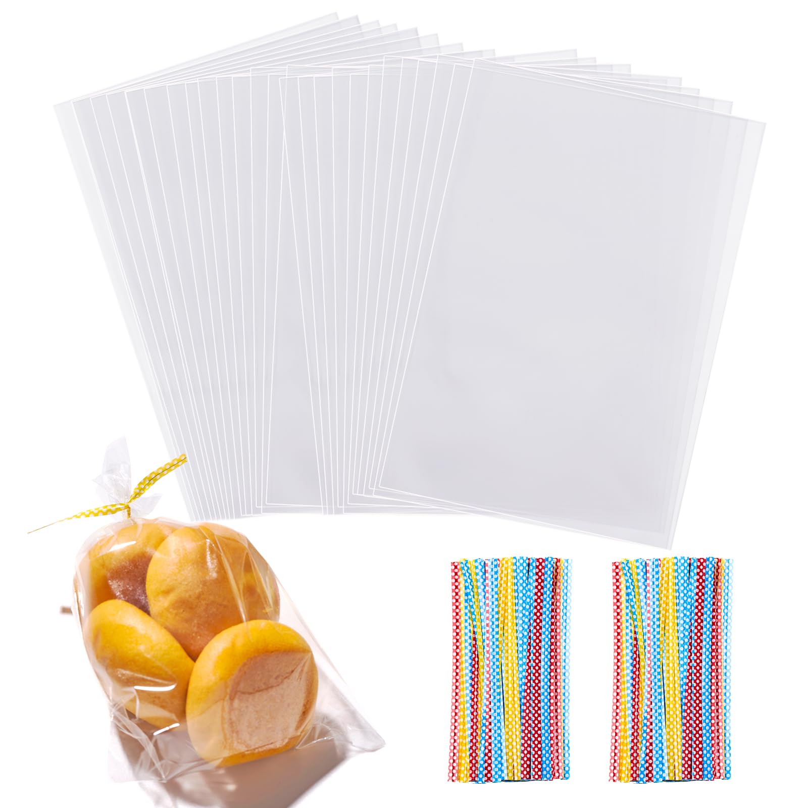 200 Pcs Transparent Clear Cellophane Bags 6X9 Inches, Clear Treat Bags With Ties For Cookie Bags Resealable Cellophane Bag For P