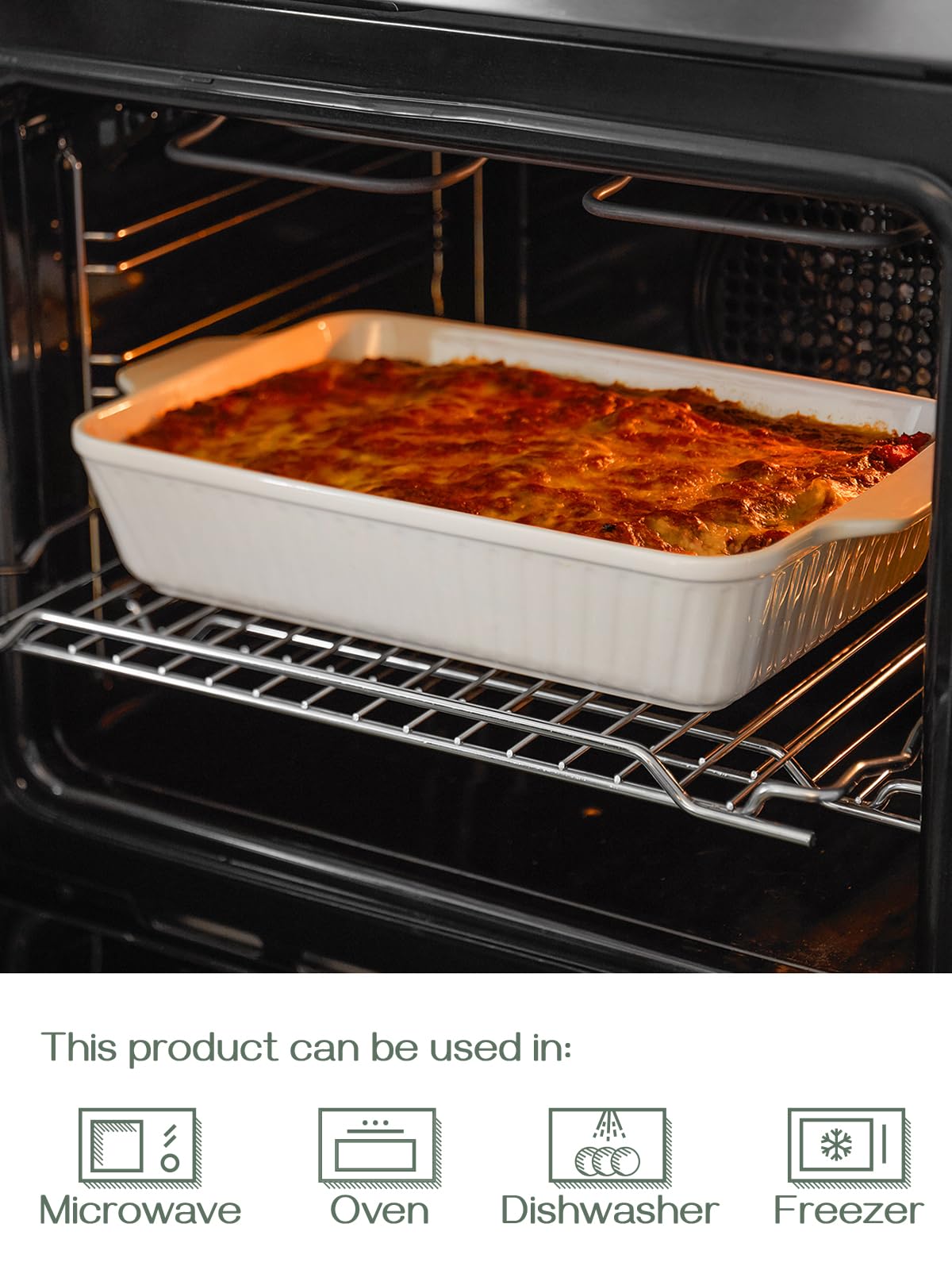 Dowan Casserole Dish, 9X13 Ceramic Baking Dish, Large Lasagna Pan Deep For Oven, 4.2 Quarts Baking Pan With Handles, Oven Safe A