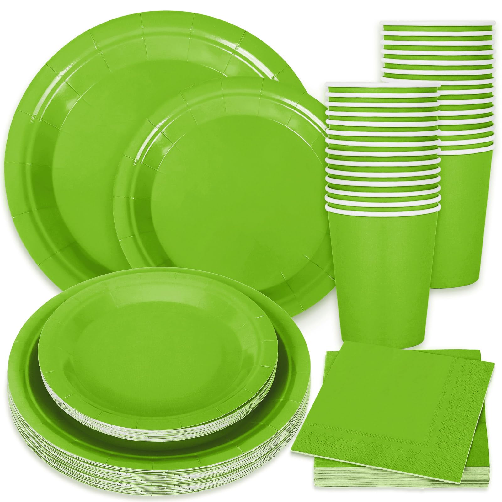 Whaline 100 Pcs Christmas Tableware Set Lime Green Disposable Dinnerware Set 50 Pcs Paper Plates 25 Pcs Napkin 25 Pcs Cups for X