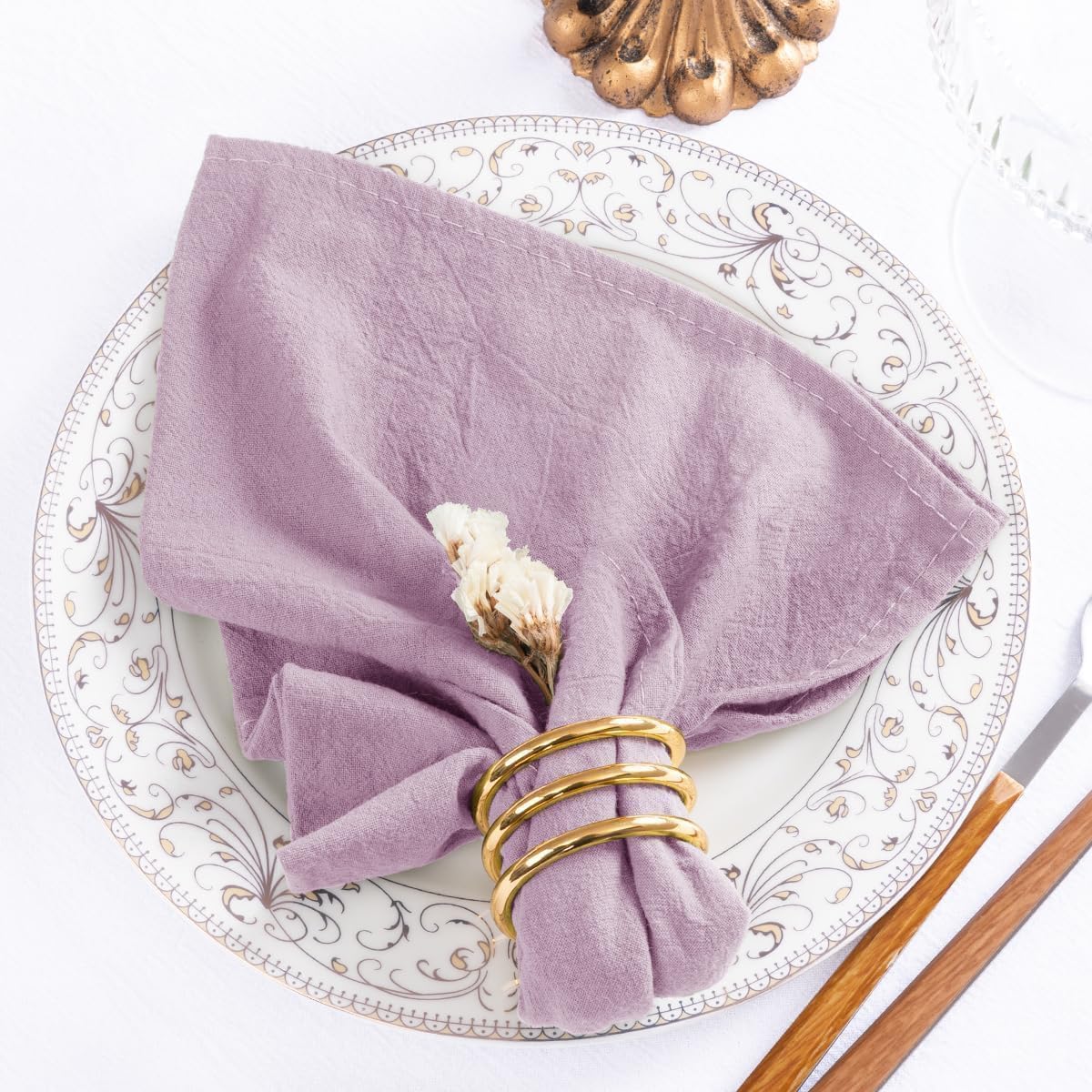 Mlmw Easter Napkins Cloth Set Of 8 Lavender Purple Spring Linen Cotton Dinner Napkins Cloth Bulk Washable 16''  16'' For Wedding