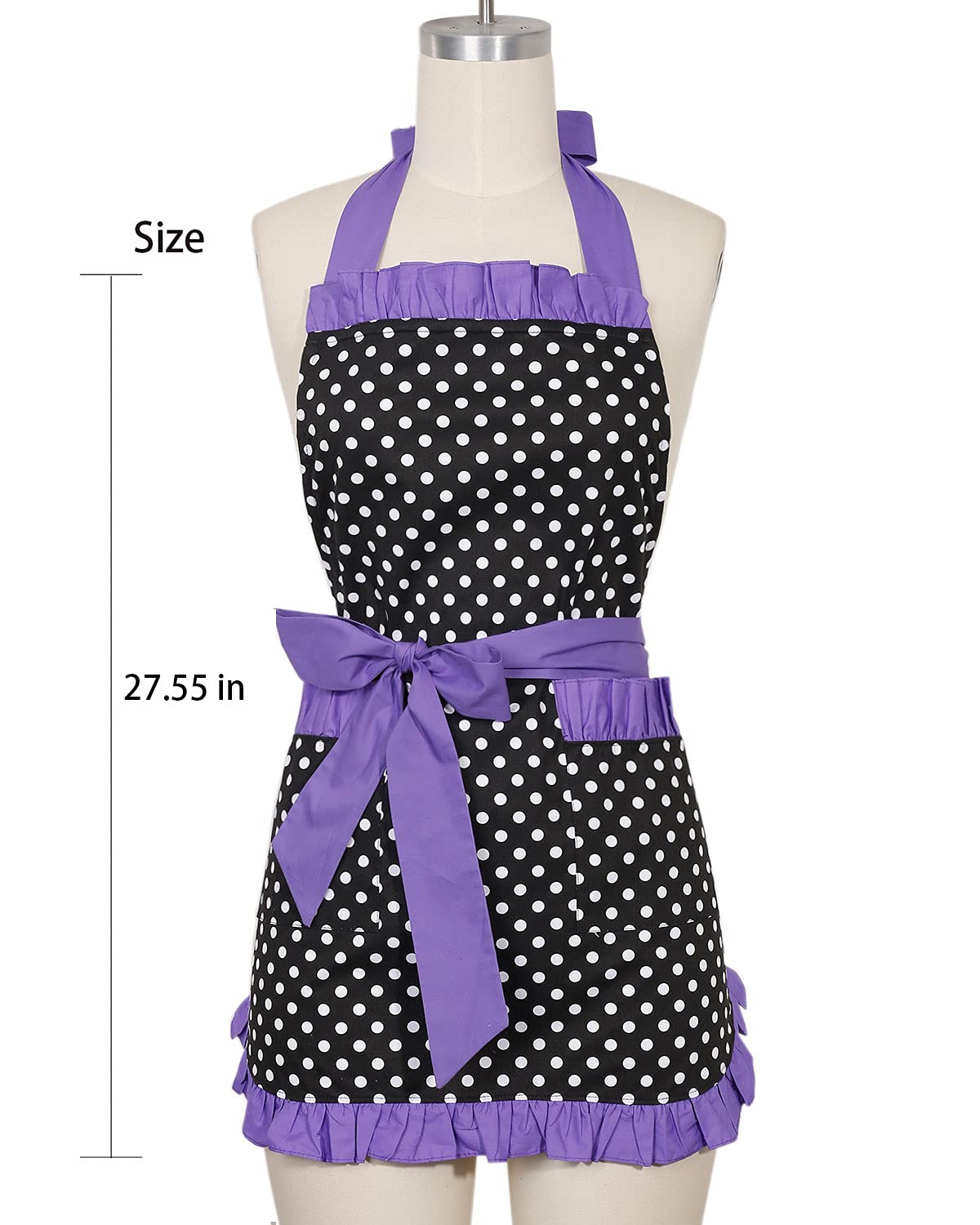 Rosielily Vintage Apron For Women Purple Apron With Pockets Retro Apron Cute Apron Kitchen Apron For Cooking Baking Flirty Dress