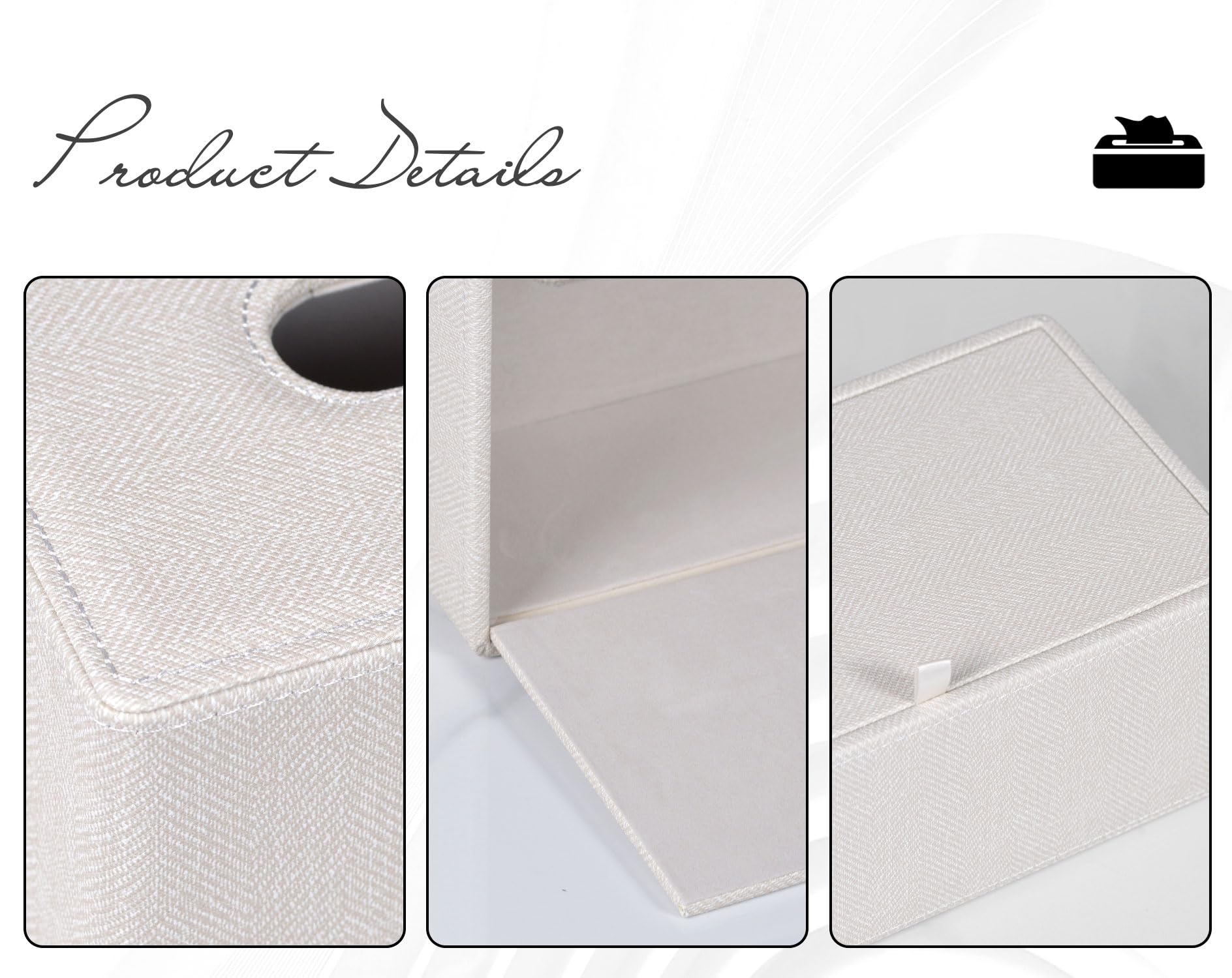 Golranlye Tissue Box Cover Rectangular 9.8''(L) X 5.3''(W) X 4.3''(H) Refined Modern Pu Leather Facial Tissue Dispenser Box Hold