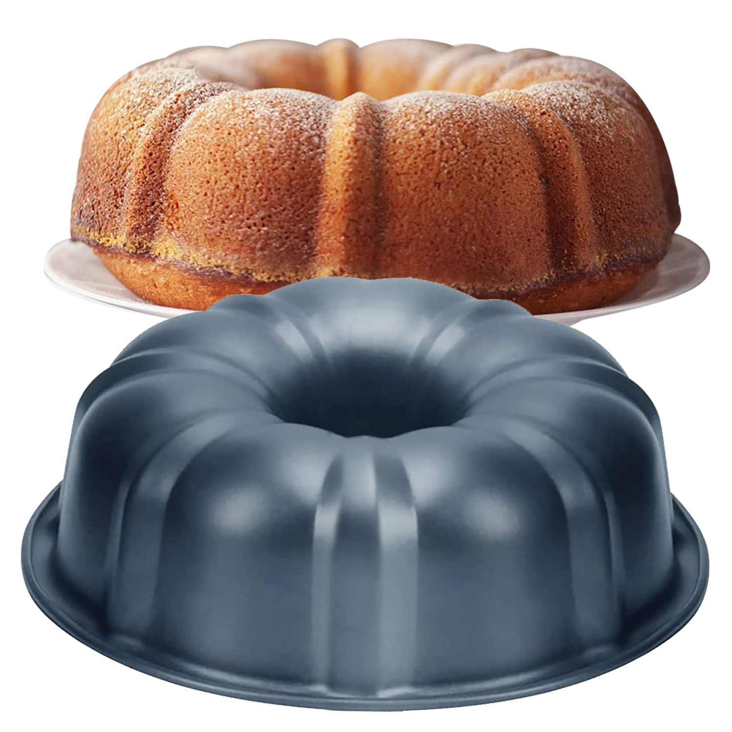 Chef'S Unique Nonstick Bundt Cake Pan 9.5 Inches, Heavy Duty Carbon Steel 12 Cups Bundt Pans - Fluted Tube Cake Pan Baking Mold