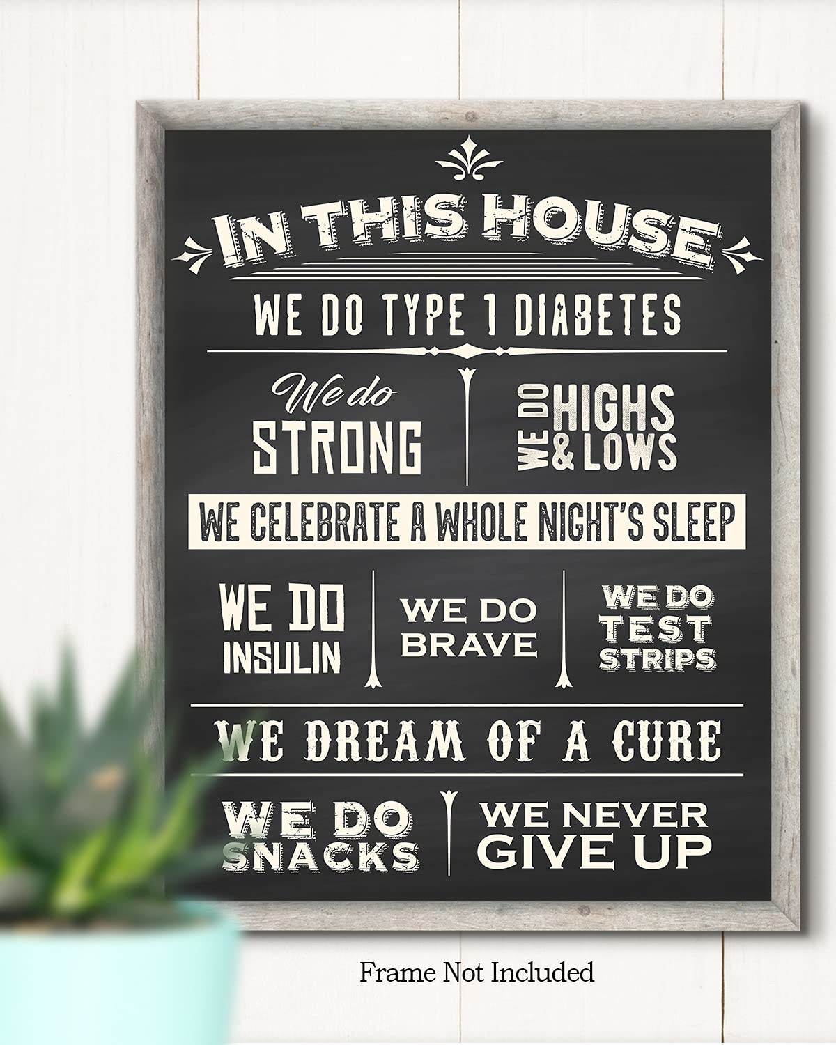 Type One Diabetes Awareness - In This House Wall Art - Diabetes Poster, Print Or Canvas - Diabetic Wall Decor - Type 1 Diabetes