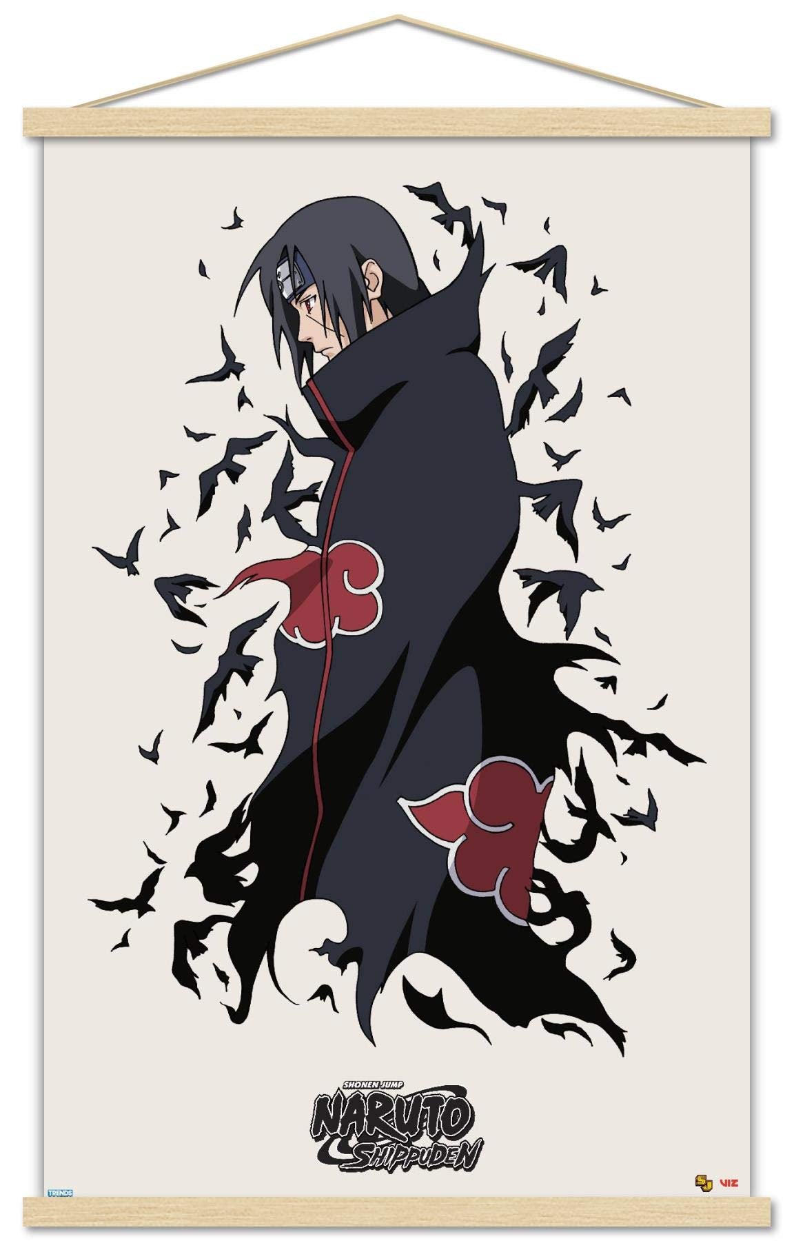 Trends International Naruto Shippuden - Itachi Wall Poster, 22.375'' X 34'', Print And Beechwood Hanger Bundle