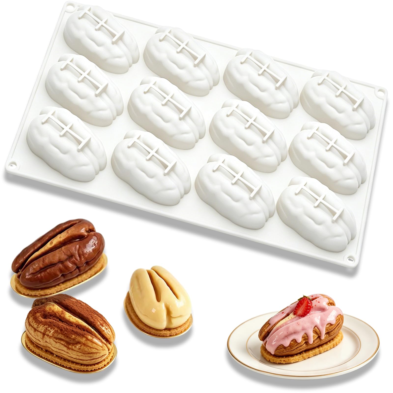 Silicone Cake Mold, 12Cavity Pecans Shape Mold (Pecan Mold)