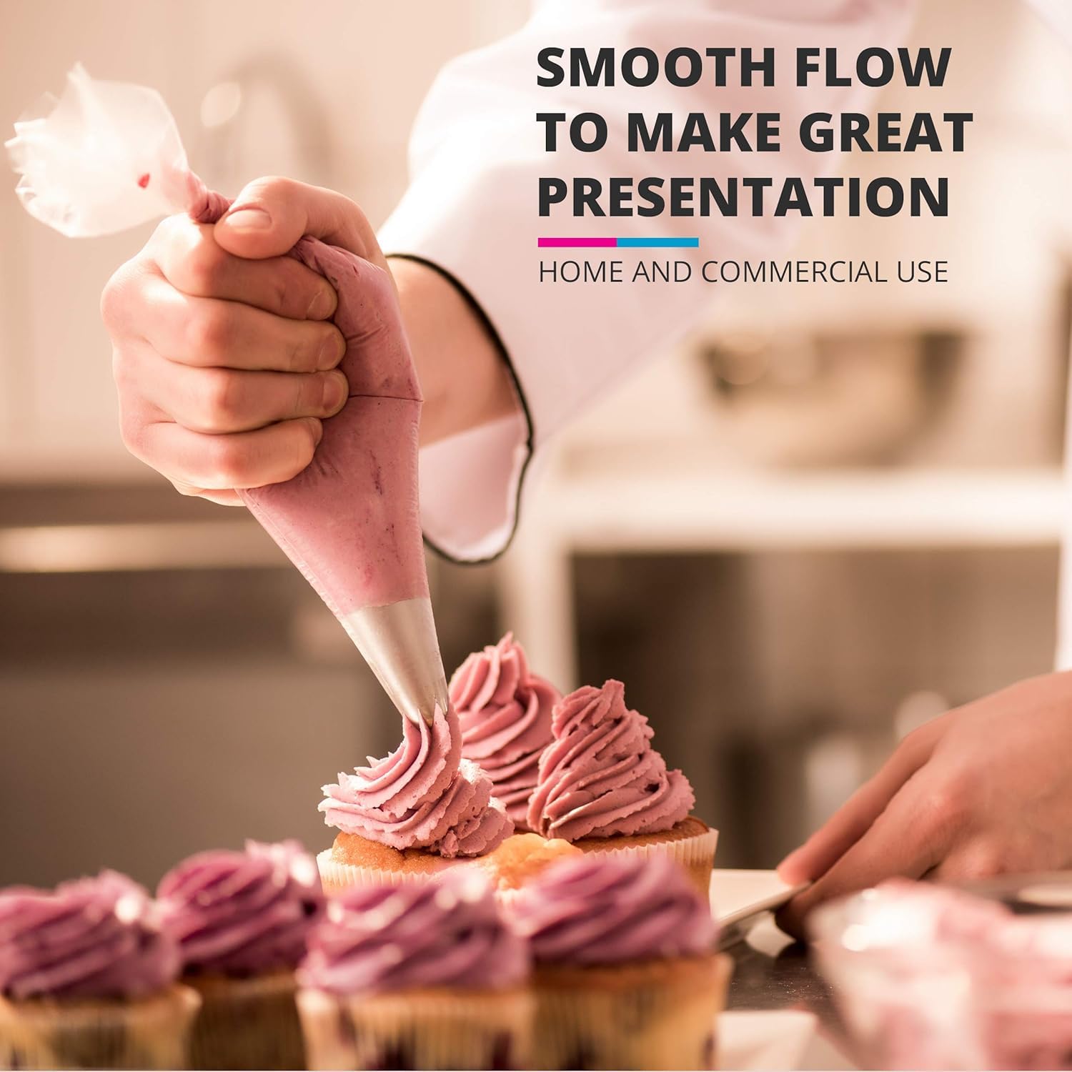 Inditradition Pastry, Cake Icing Piping Decorating Bags (26 x 17 cm, Clear) - Pack of 100