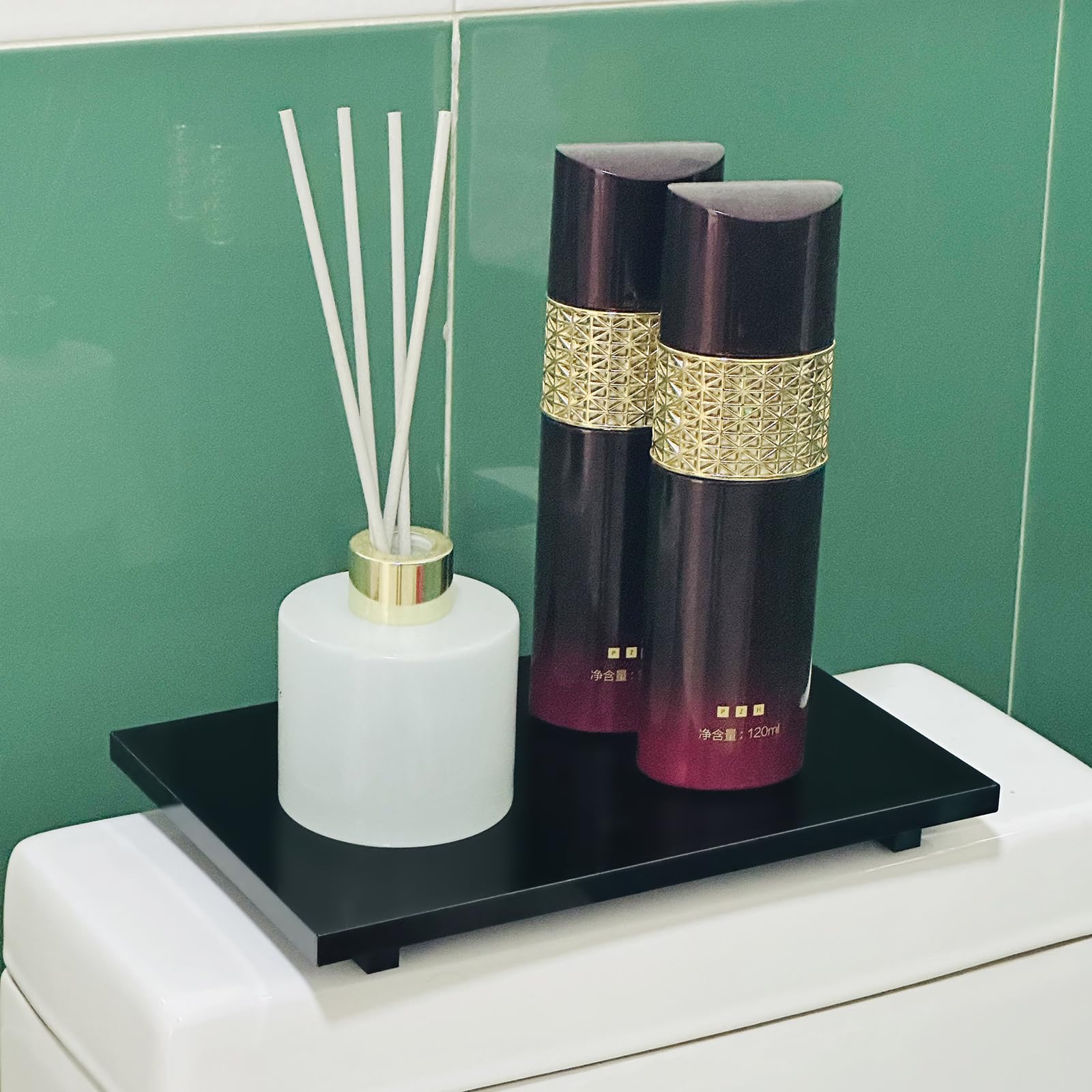 Acrylic Soap Tray, Soap Pedestal Stand Sink Tray, Soap Bottle Riser Stand For Kitchen Bathroom, Black